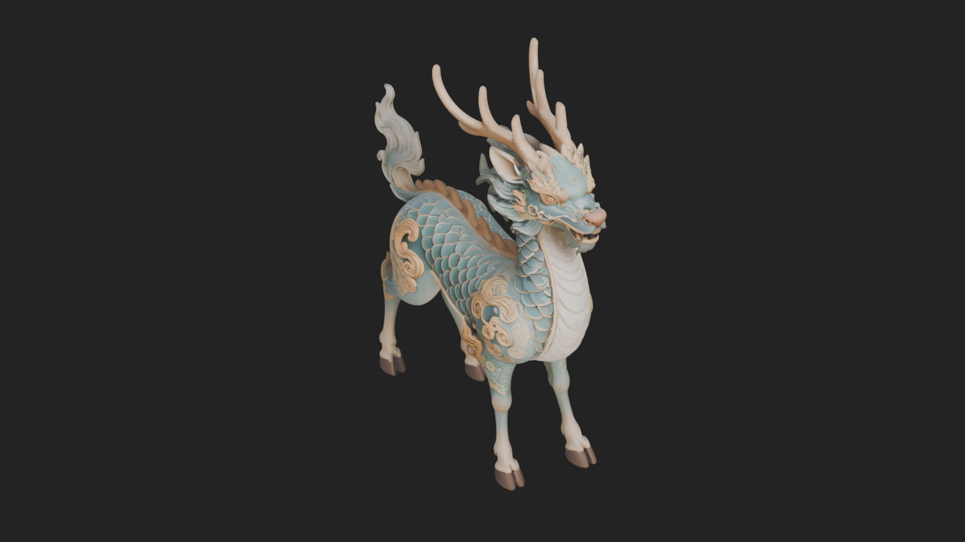 Qilin Deer Beast Statue Design 5 3D Print Model 3D Model