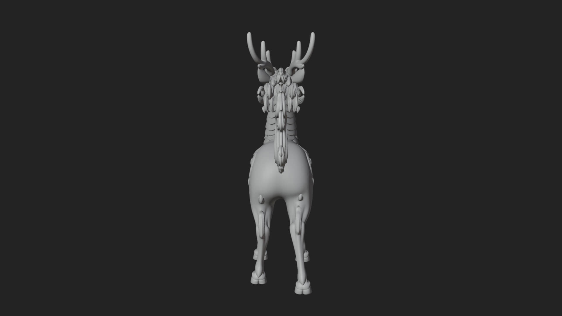 Qilin Deer Beast Statue Design 5 3D Print Model 3D Model