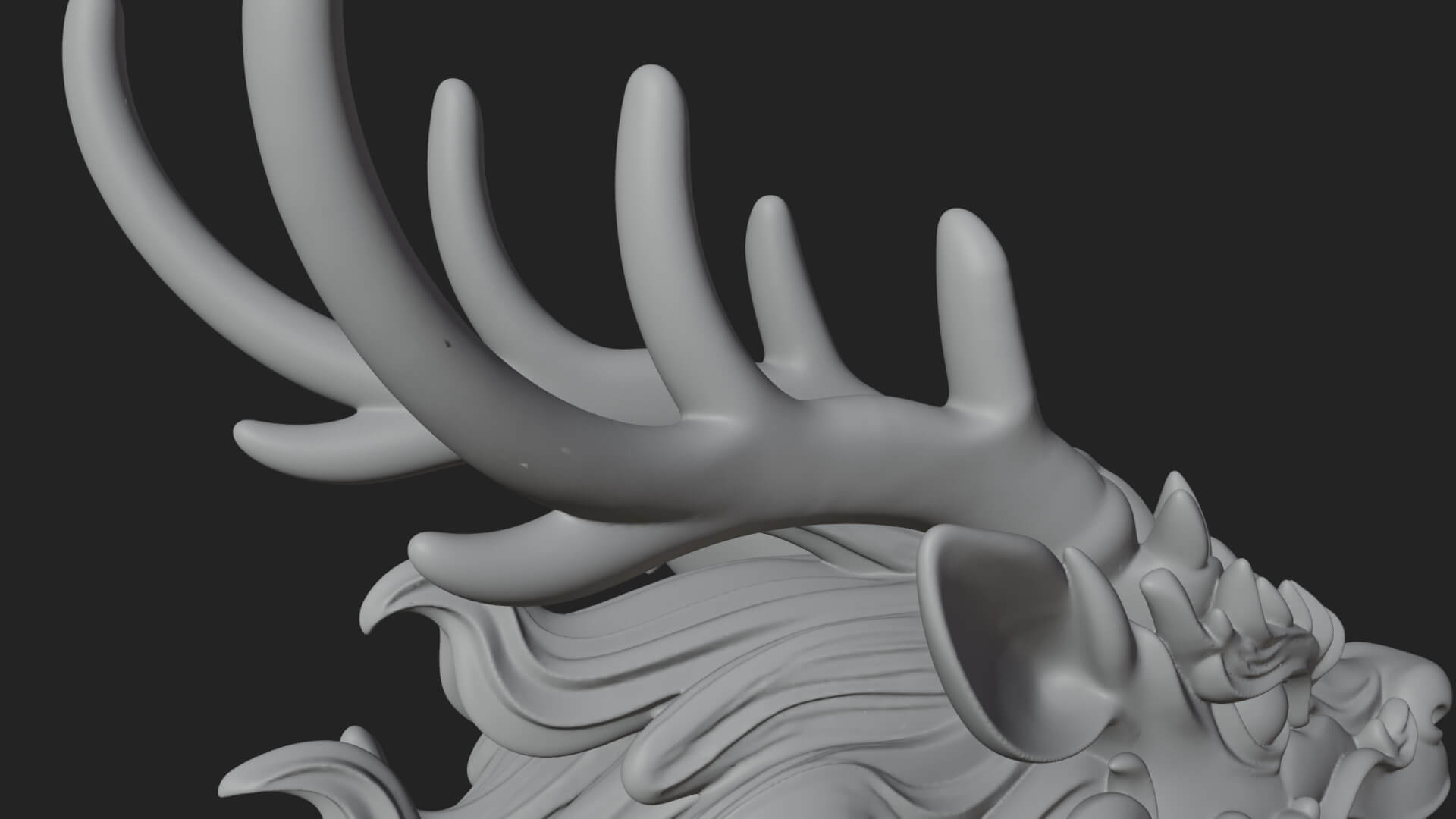 Qilin Deer Beast Statue Design 5 3D Print Model 3D Model