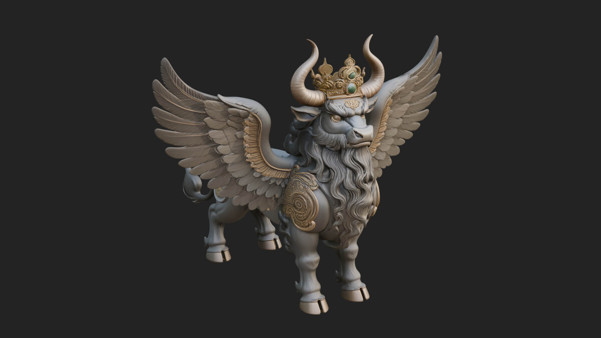 Qilin Deer Beast Statue Design 6 3D Print Model 3D Model