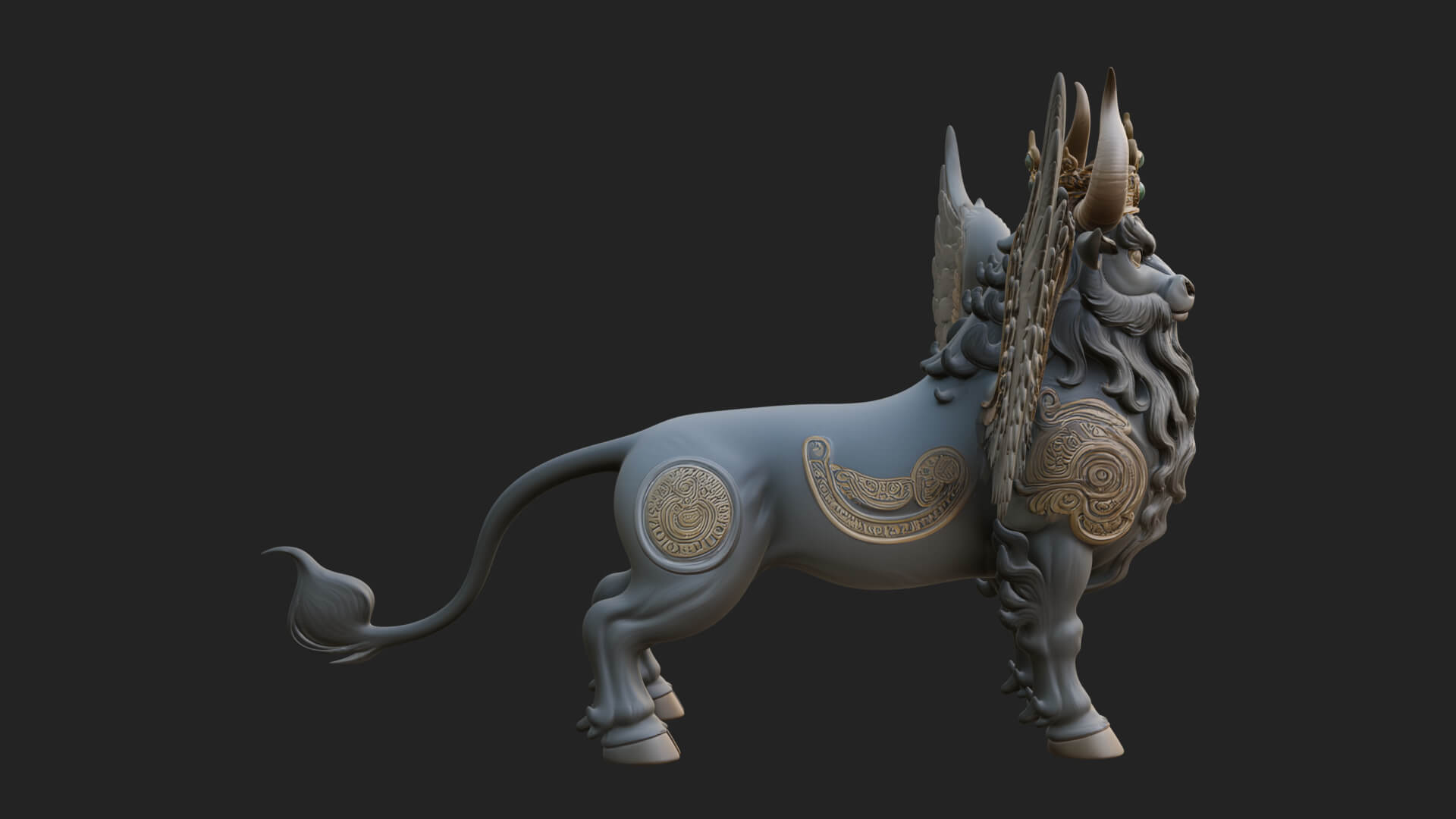 Qilin Deer Beast Statue Design 6 3D Print Model 3D Model