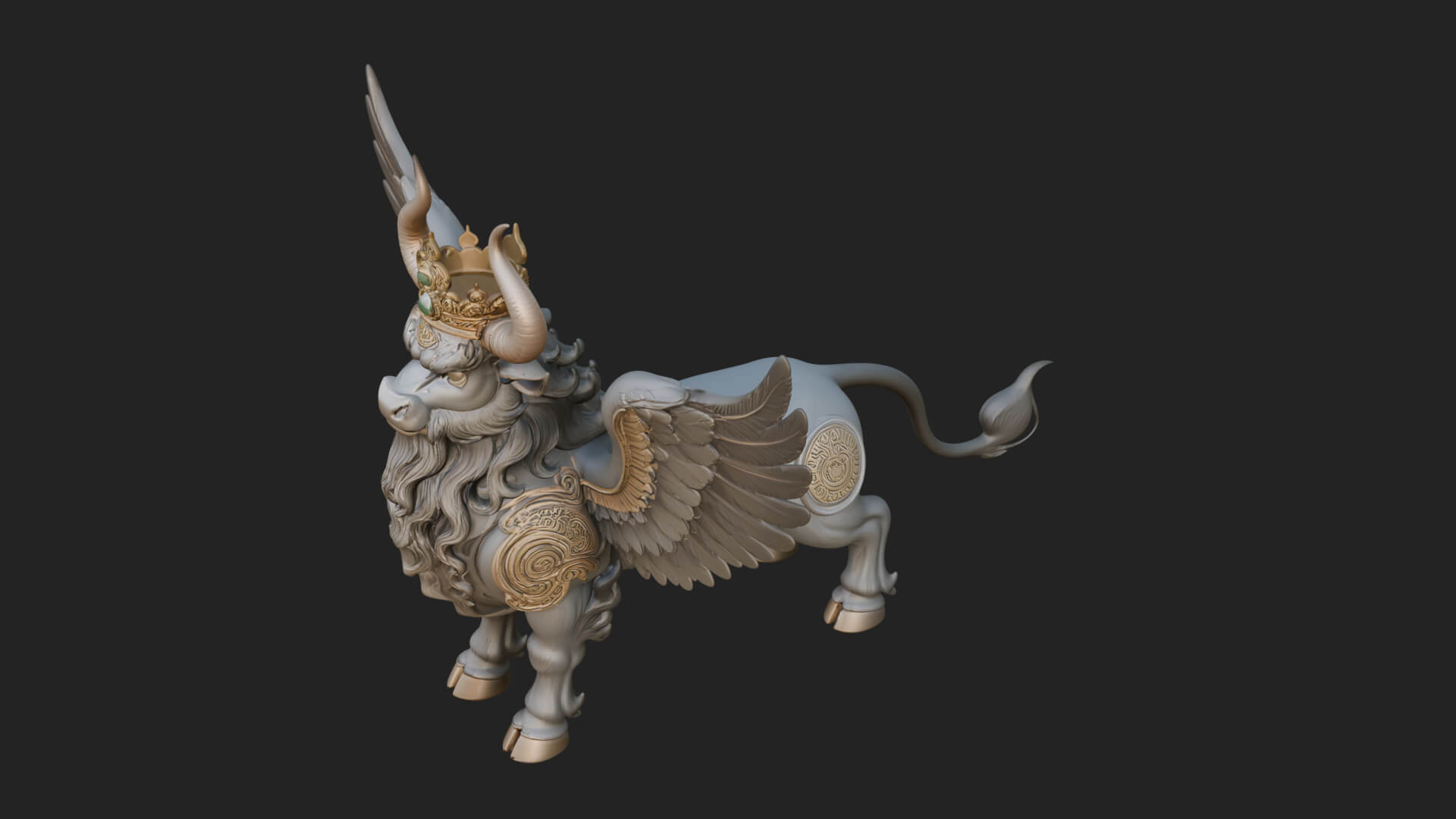 Qilin Deer Beast Statue Design 6 3D Print Model 3D Model