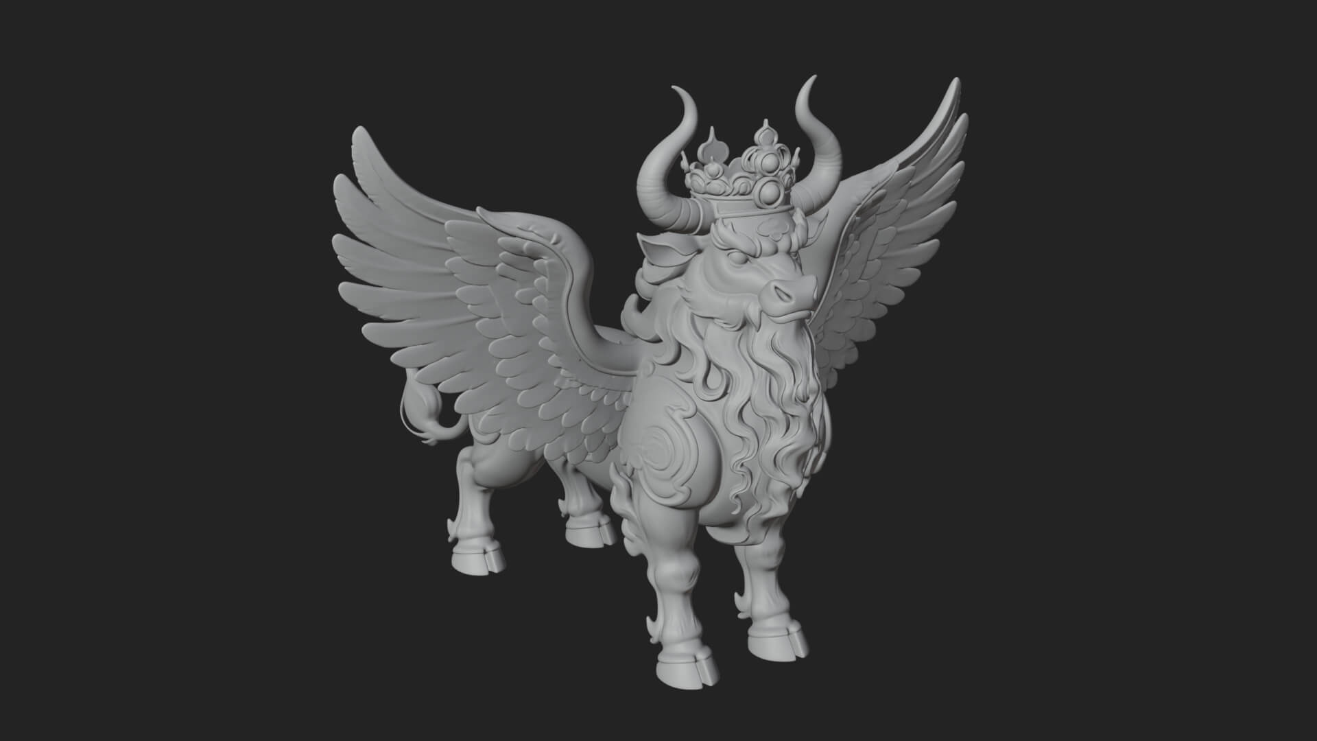 Qilin Deer Beast Statue Design 6 3D Print Model 3D Model