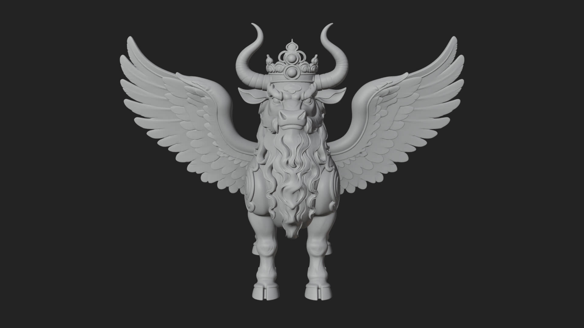 Qilin Deer Beast Statue Design 6 3D Print Model 3D Model