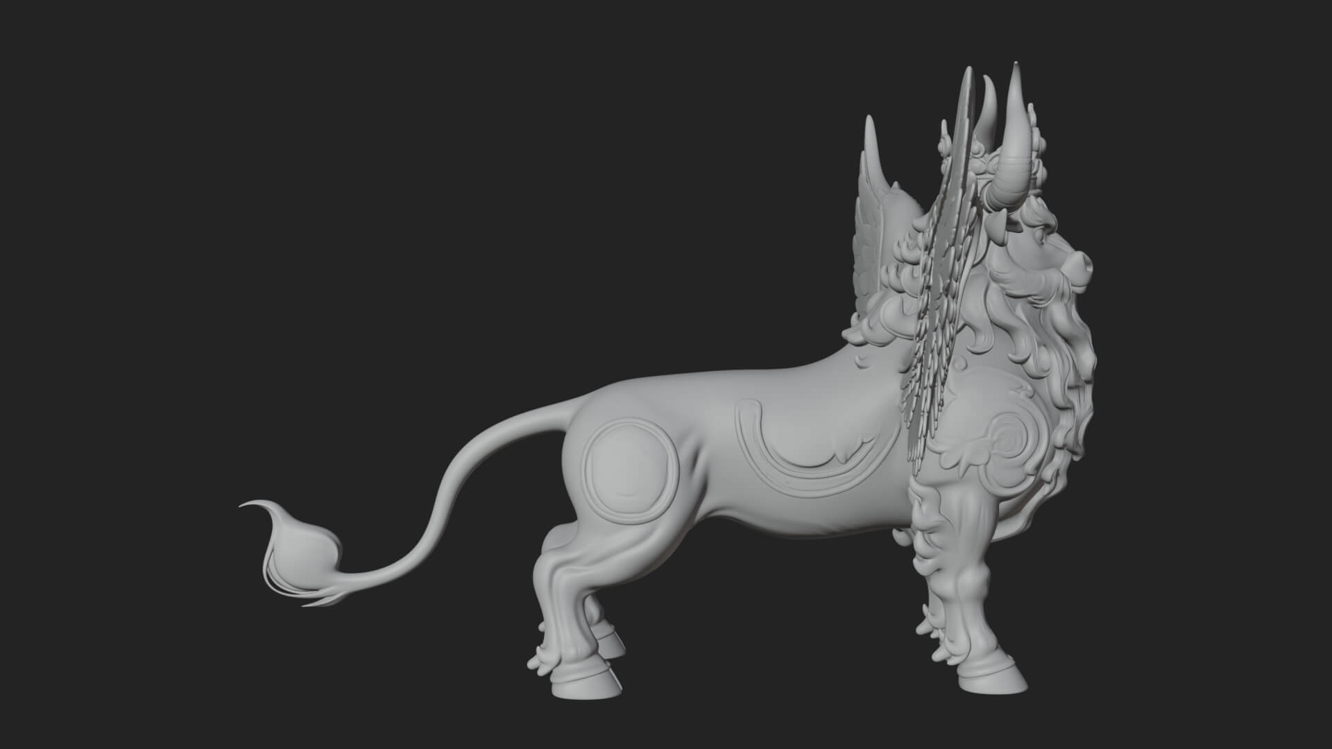 Qilin Deer Beast Statue Design 6 3D Print Model 3D Model
