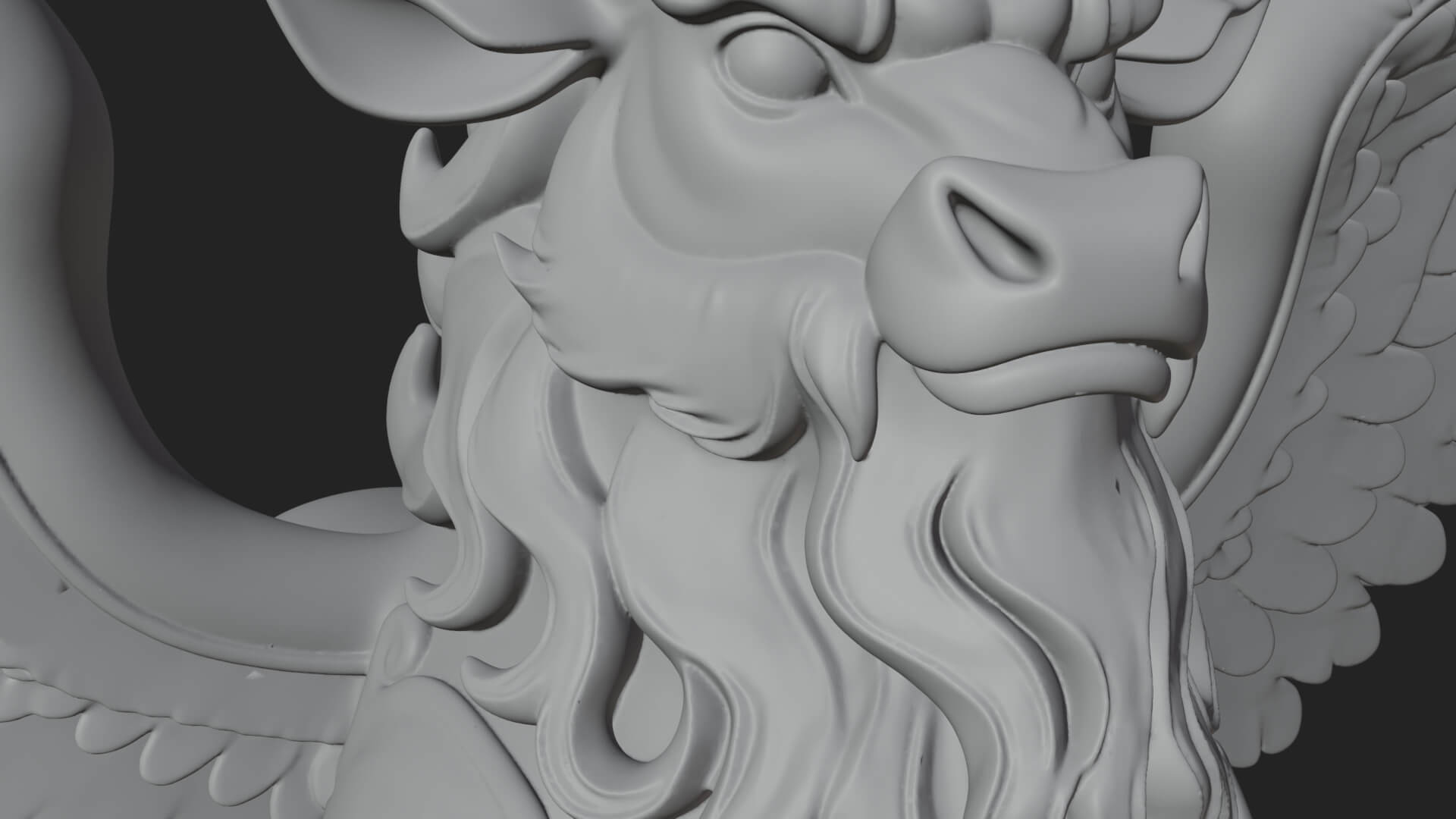 Qilin Deer Beast Statue Design 6 3D Print Model 3D Model