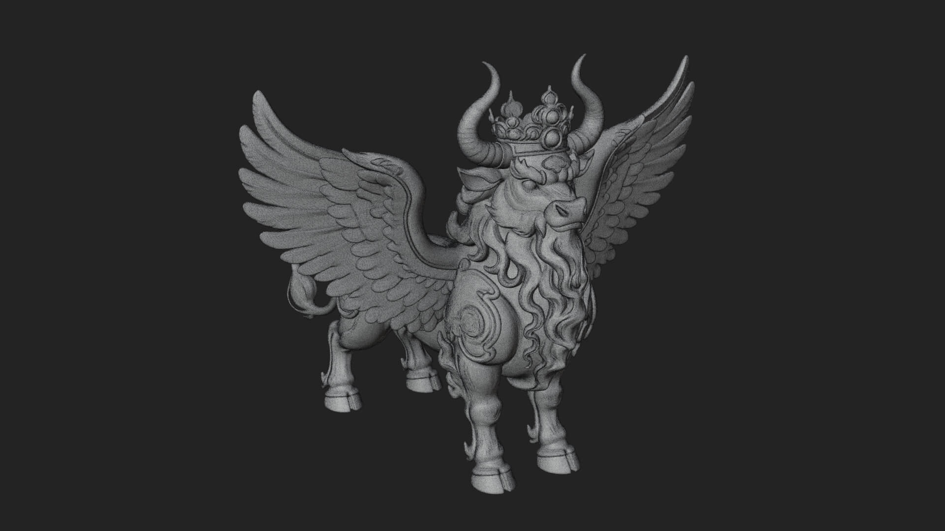 Qilin Deer Beast Statue Design 6 3D Print Model 3D Model