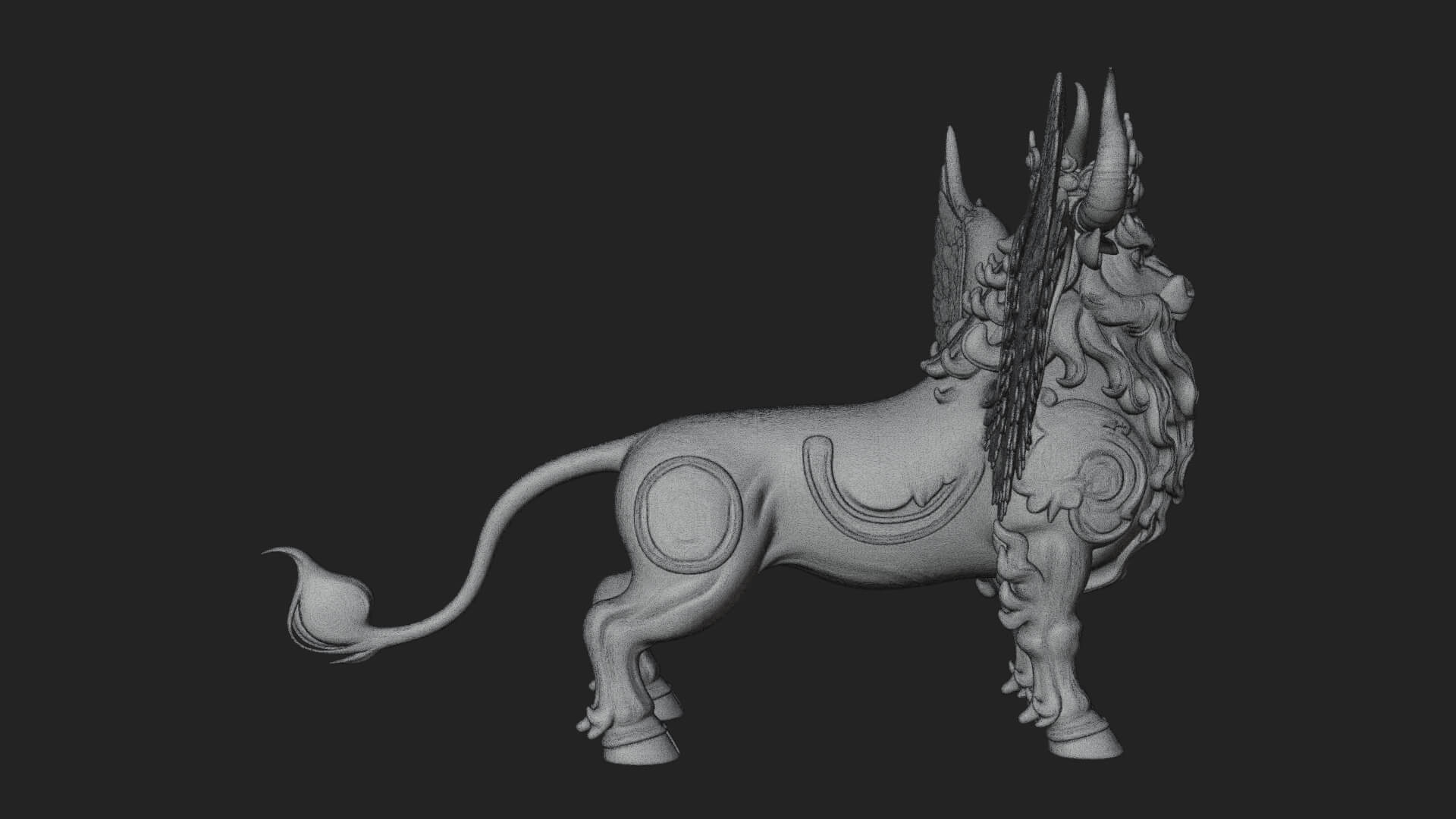 Qilin Deer Beast Statue Design 6 3D Print Model 3D Model
