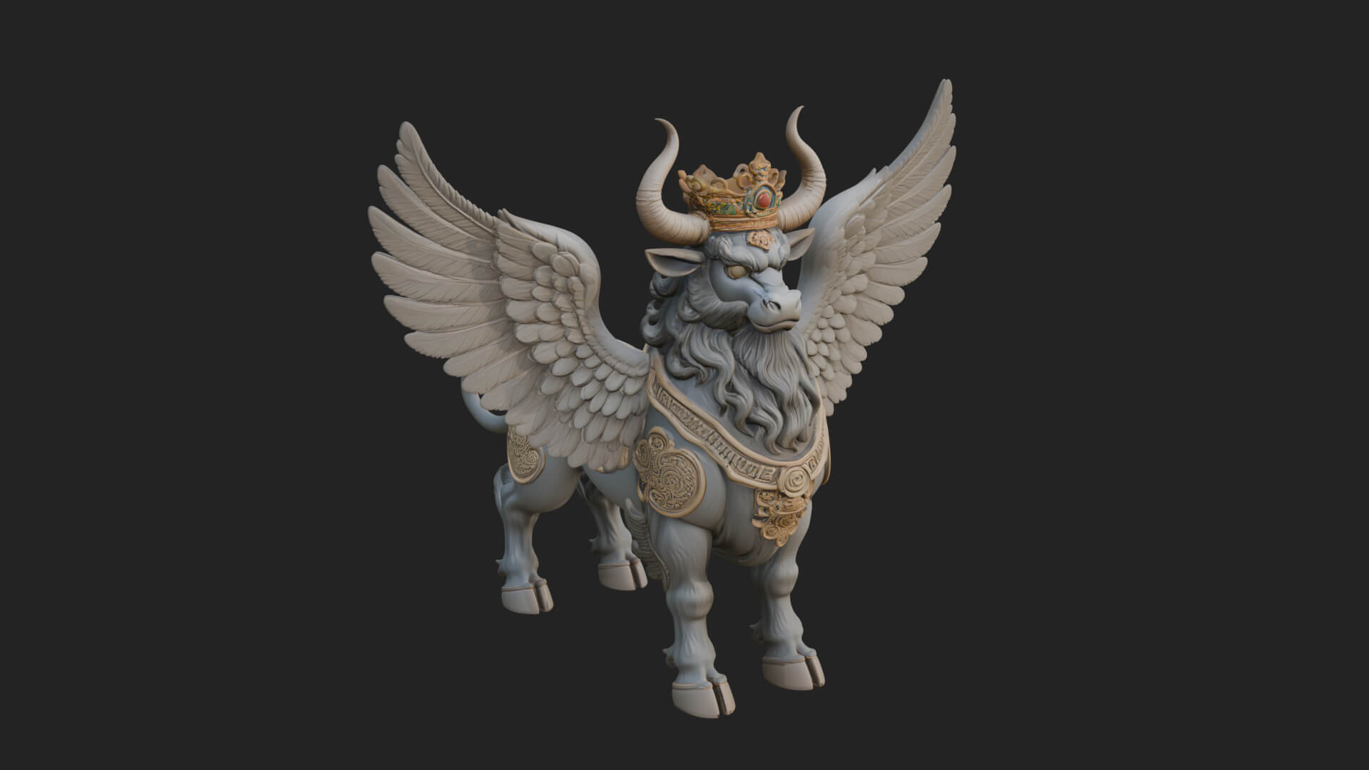 Qilin Deer Beast Statue Design 7 3D Print Model 3D Model