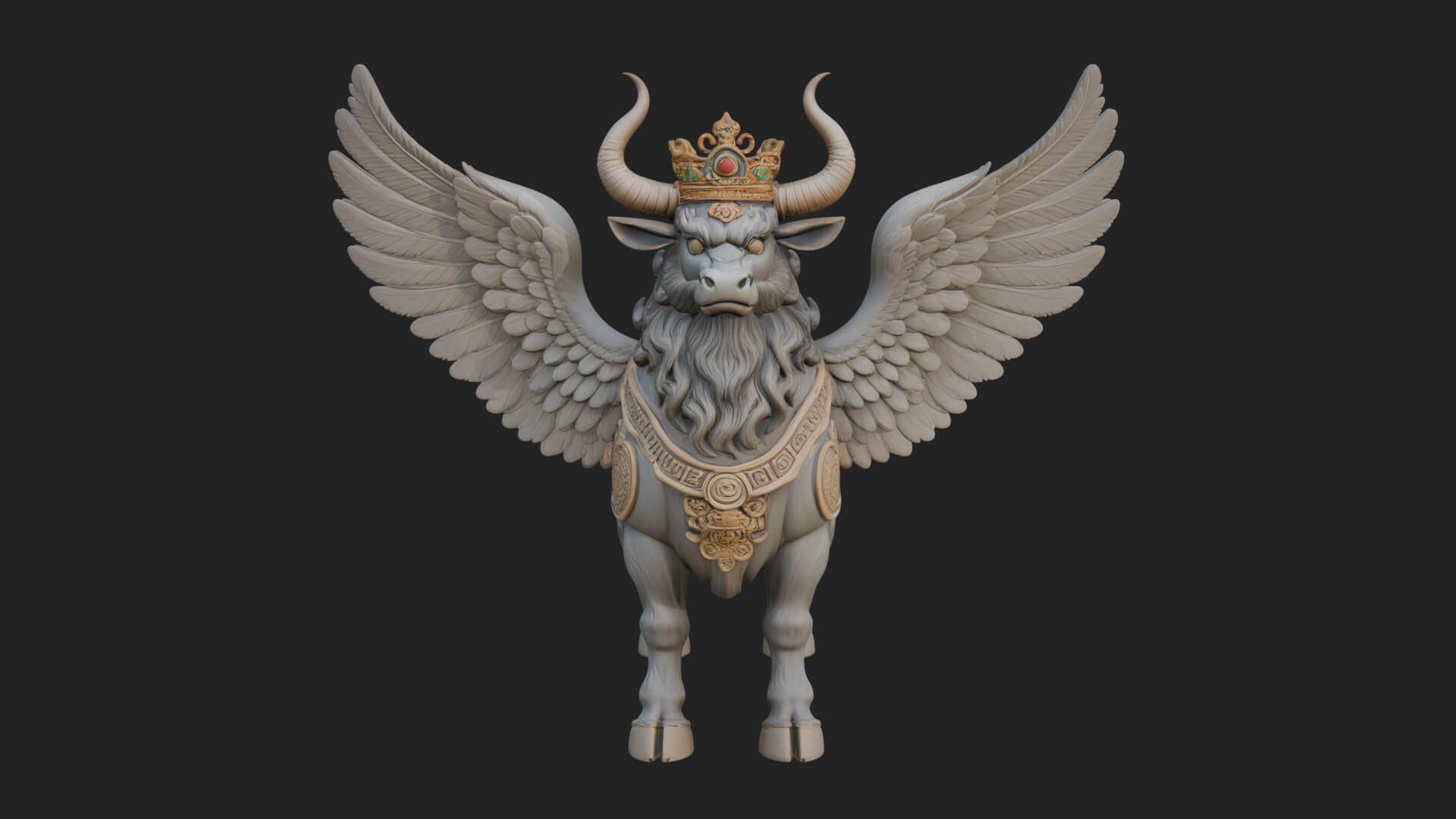 Qilin Deer Beast Statue Design 7 3D Print Model 3D Model
