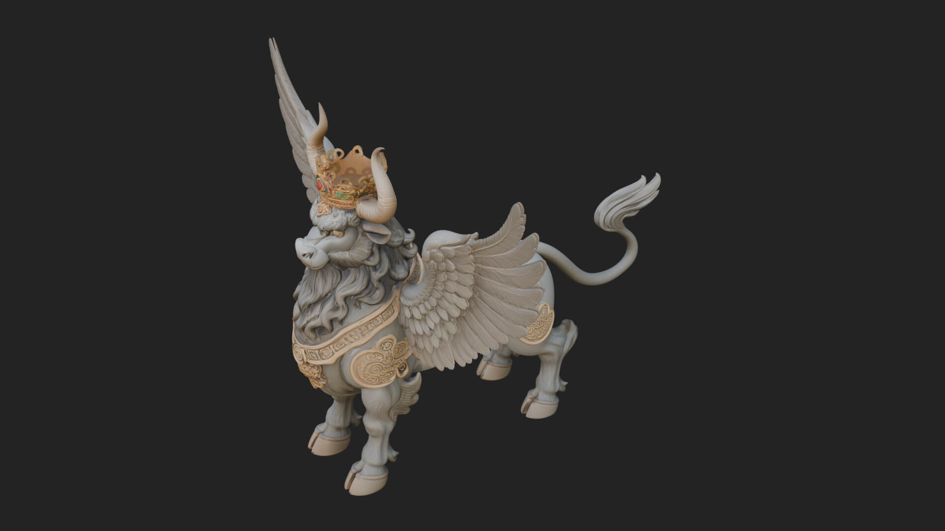 Qilin Deer Beast Statue Design 7 3D Print Model 3D Model