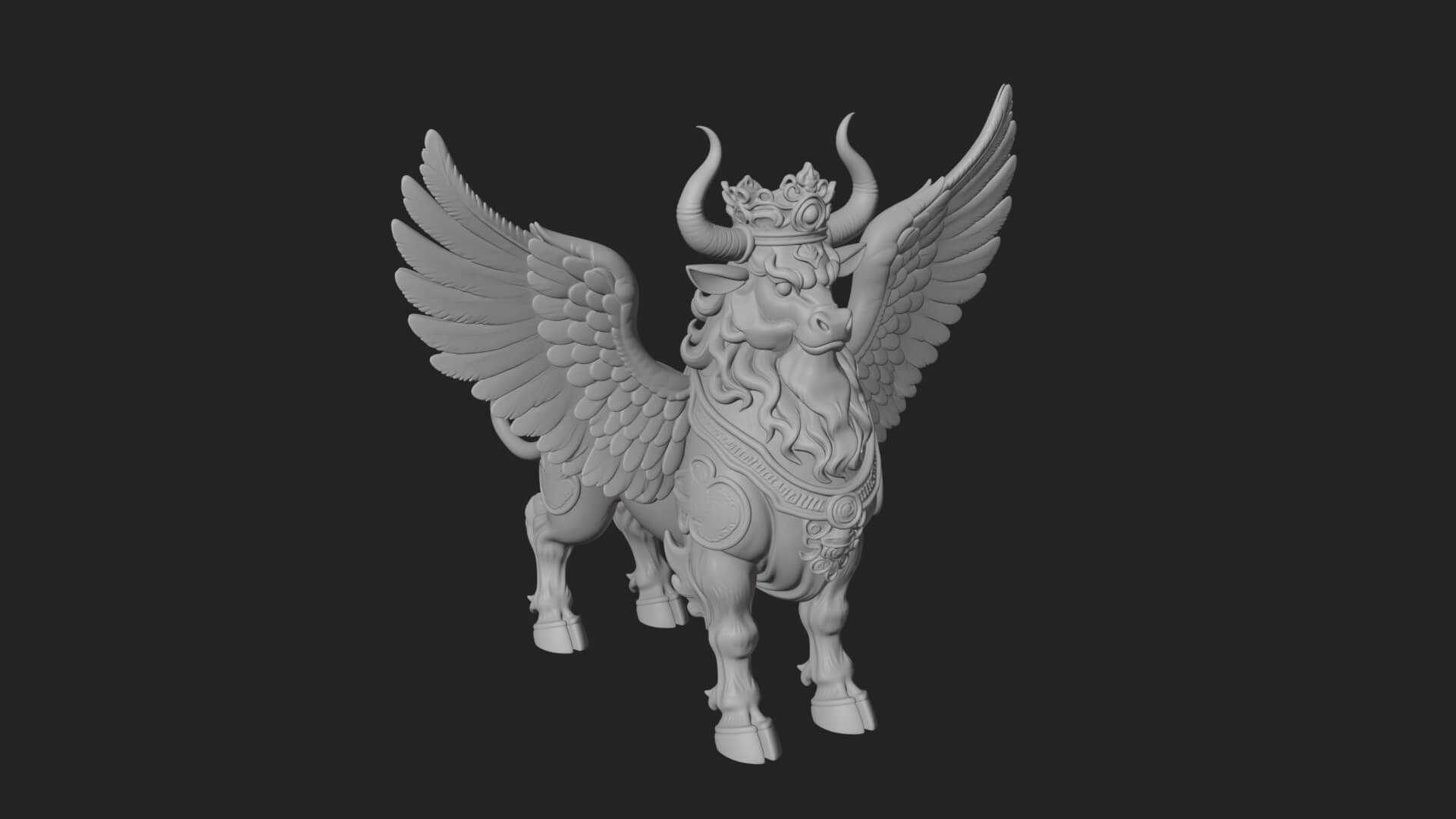 Qilin Deer Beast Statue Design 7 3D Print Model 3D Model