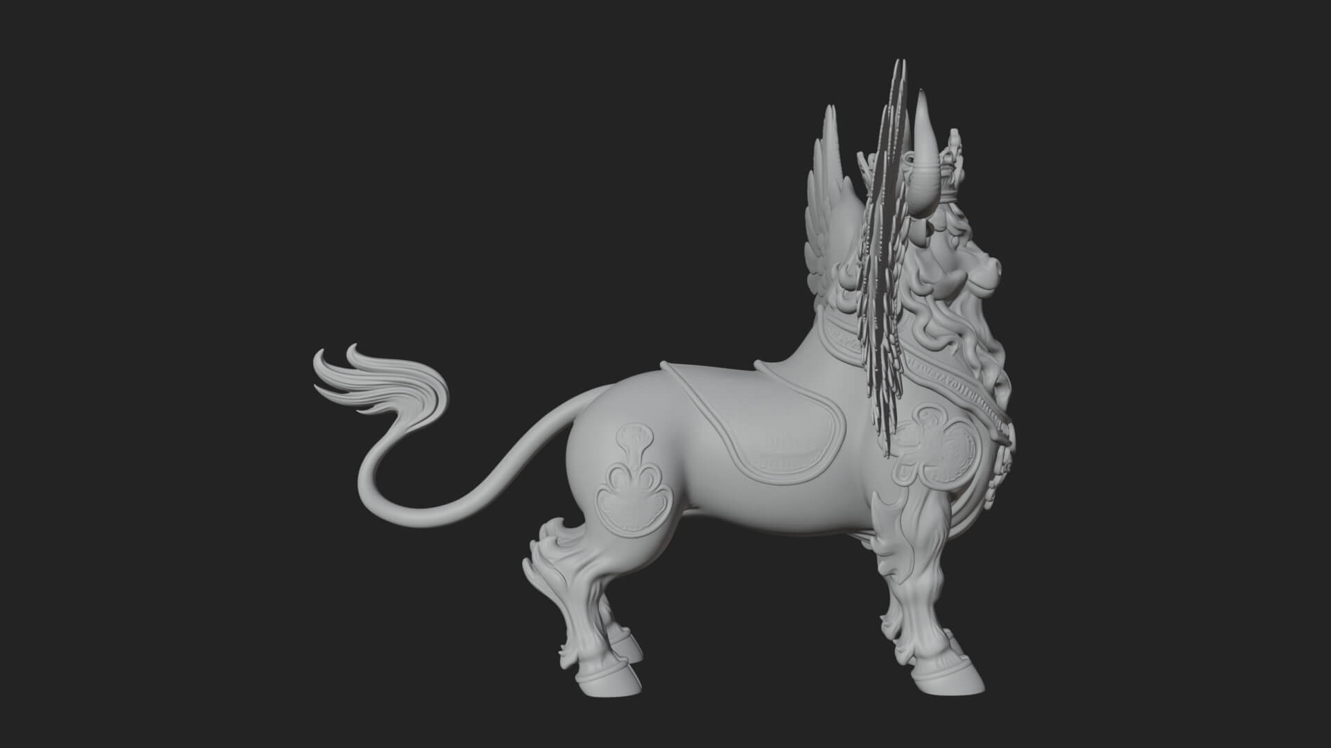 Qilin Deer Beast Statue Design 7 3D Print Model 3D Model