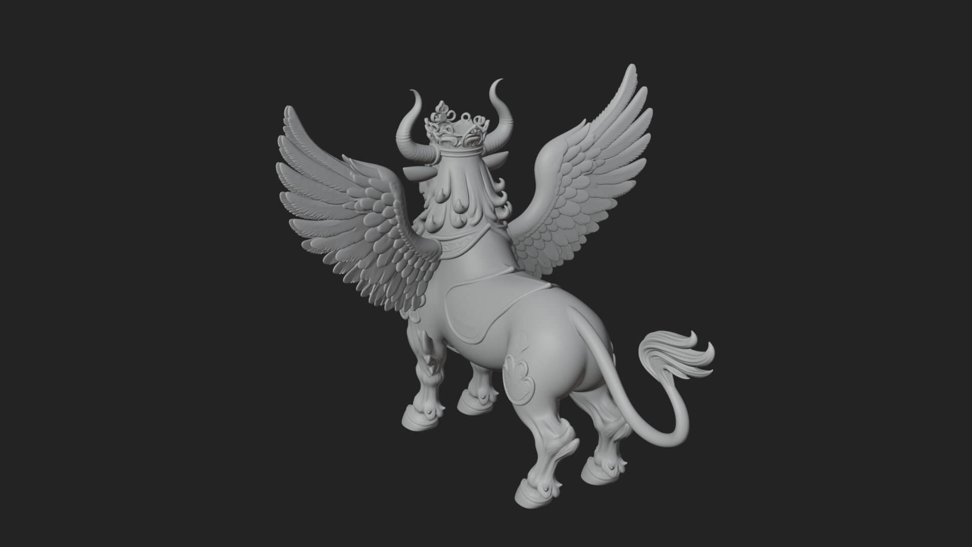 Qilin Deer Beast Statue Design 7 3D Print Model 3D Model