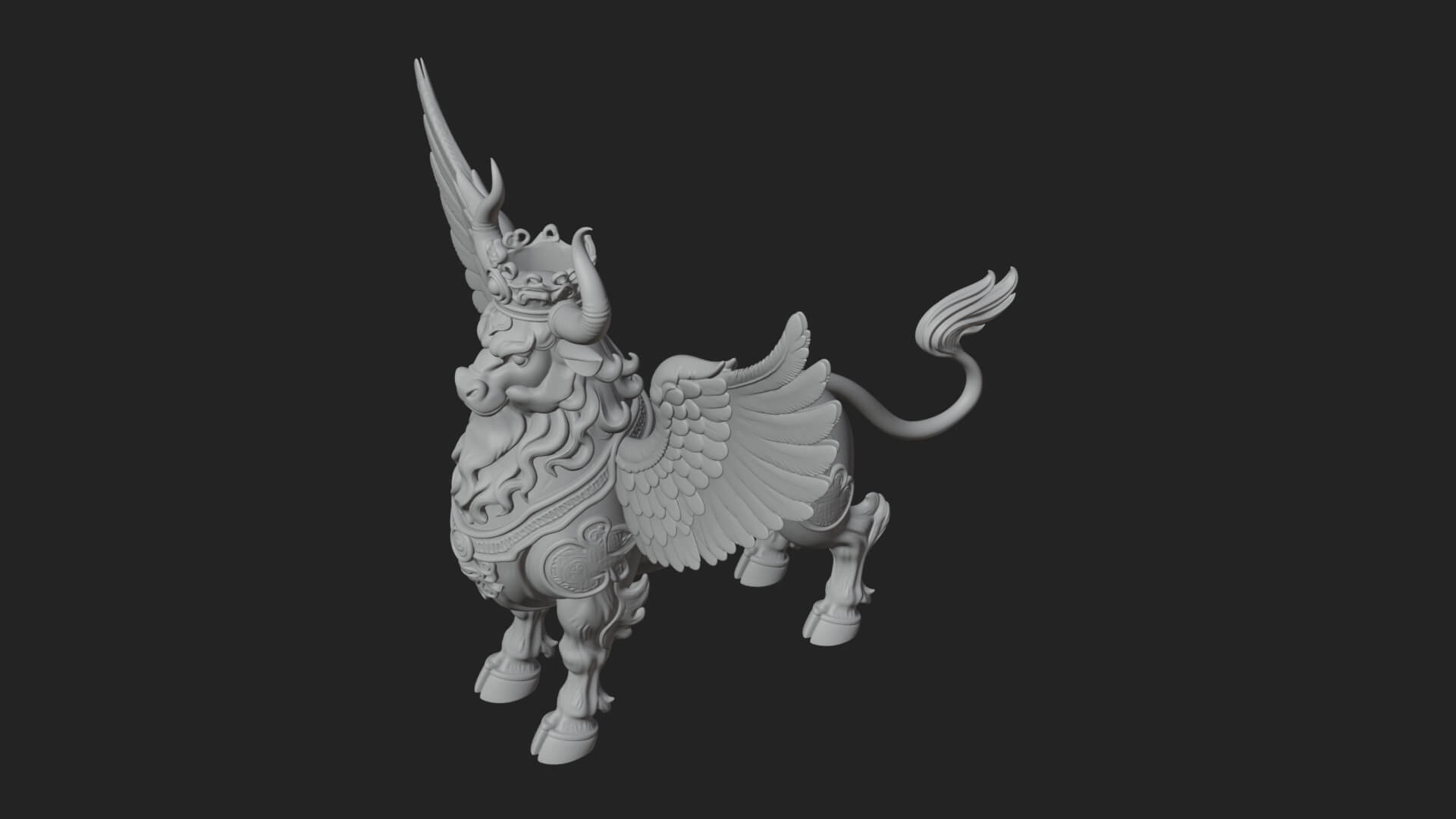 Qilin Deer Beast Statue Design 7 3D Print Model 3D Model