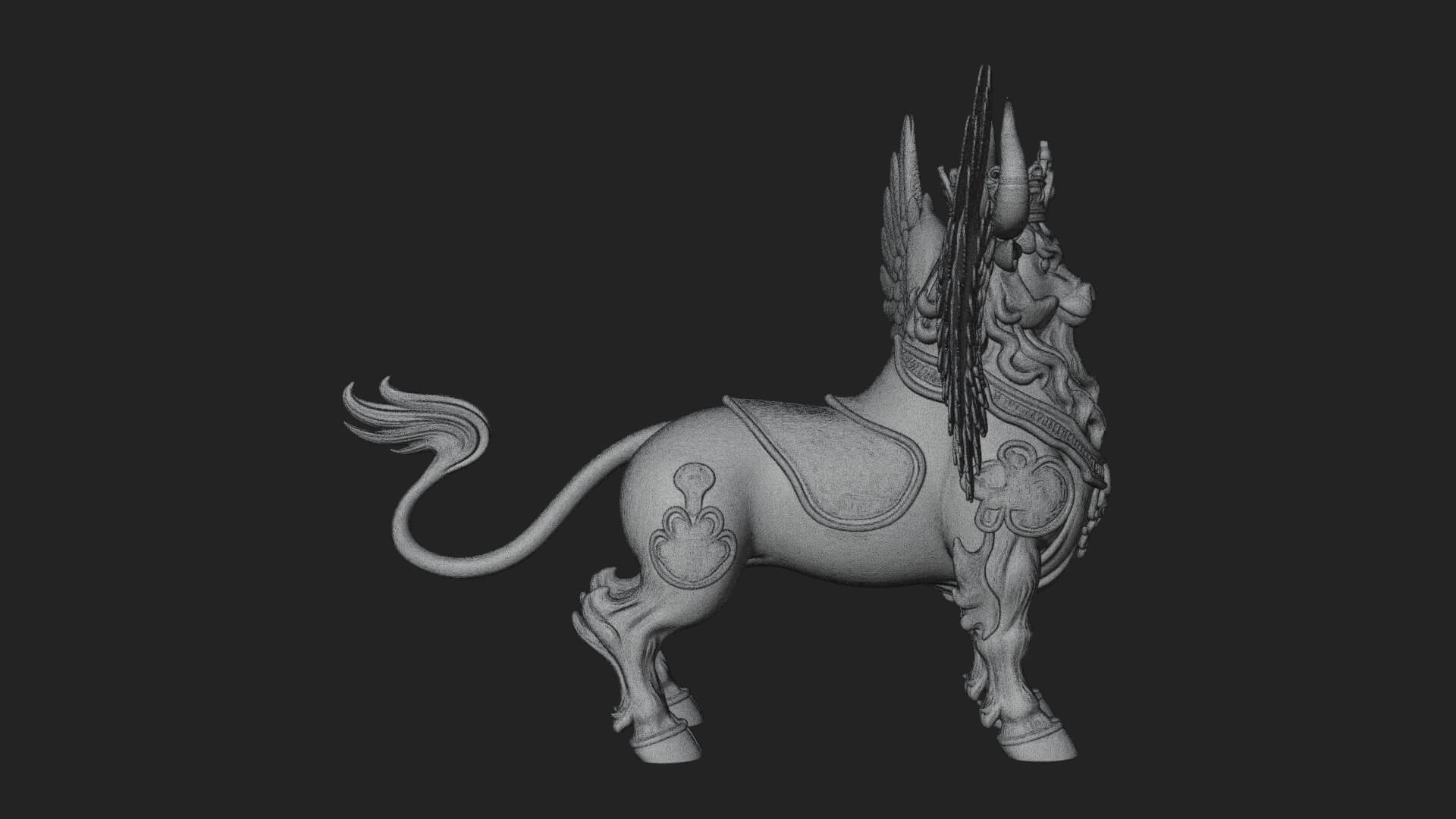 Qilin Deer Beast Statue Design 7 3D Print Model 3D Model
