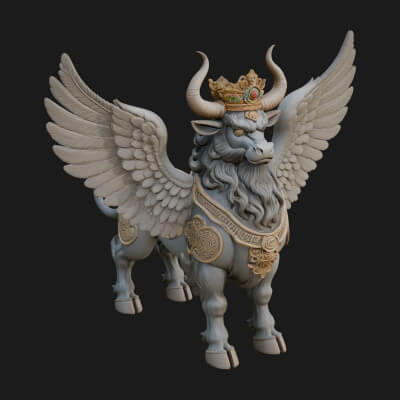 Qilin Deer Beast Statue Design 7 3D Print Model
