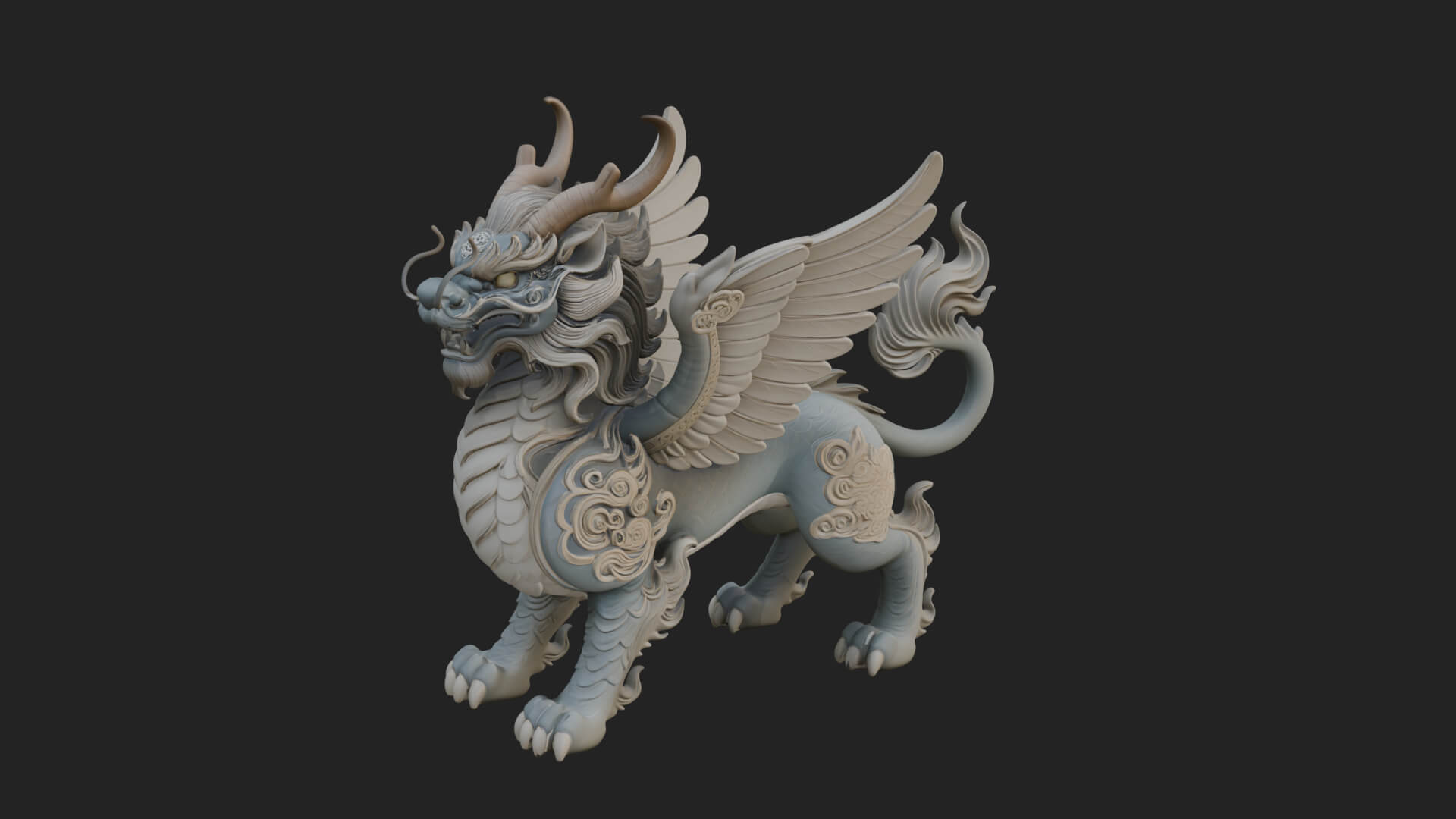 Qilin Deer Beast Statue Design 8 3D Print Model 3D Model
