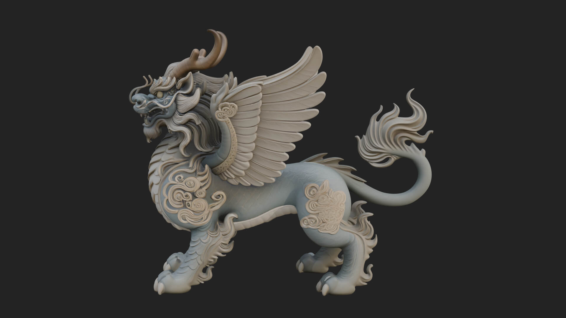 Qilin Deer Beast Statue Design 8 3D Print Model 3D Model