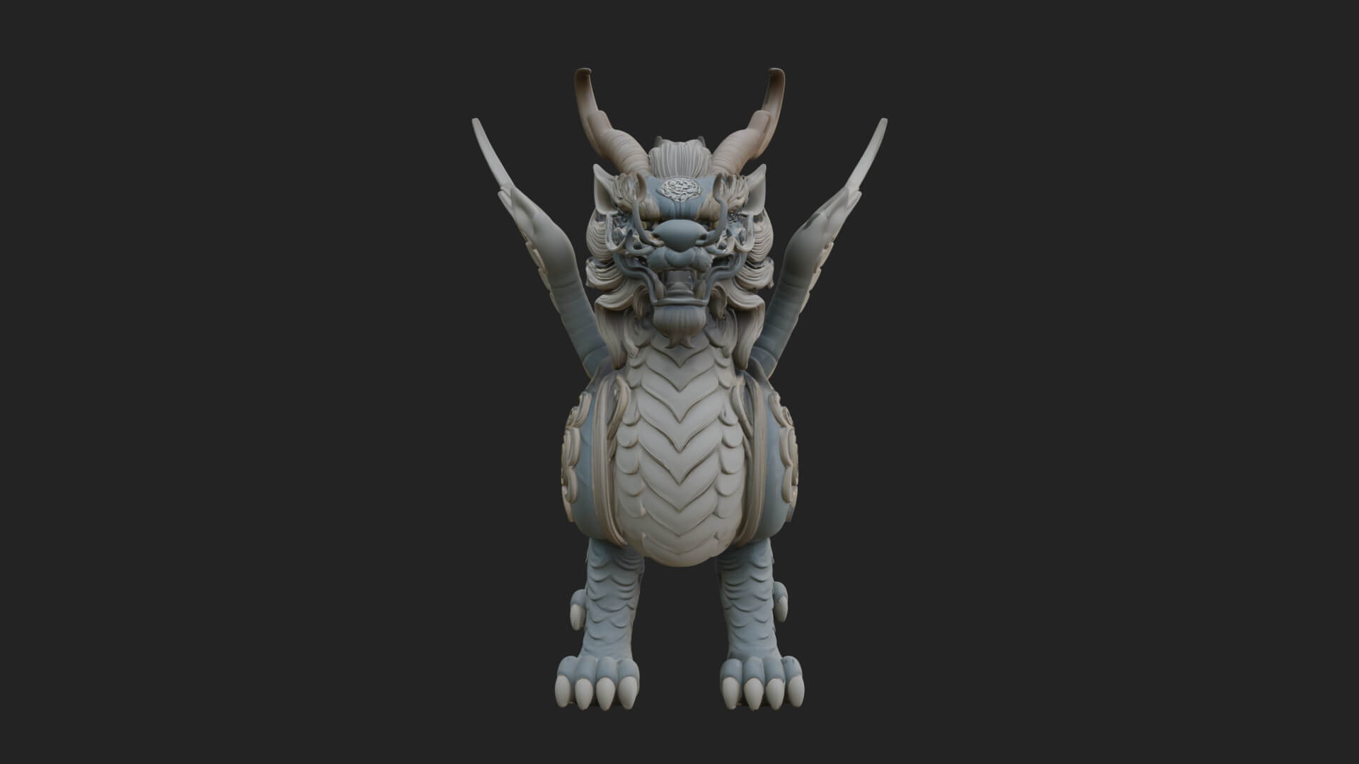 Qilin Deer Beast Statue Design 8 3D Print Model 3D Model