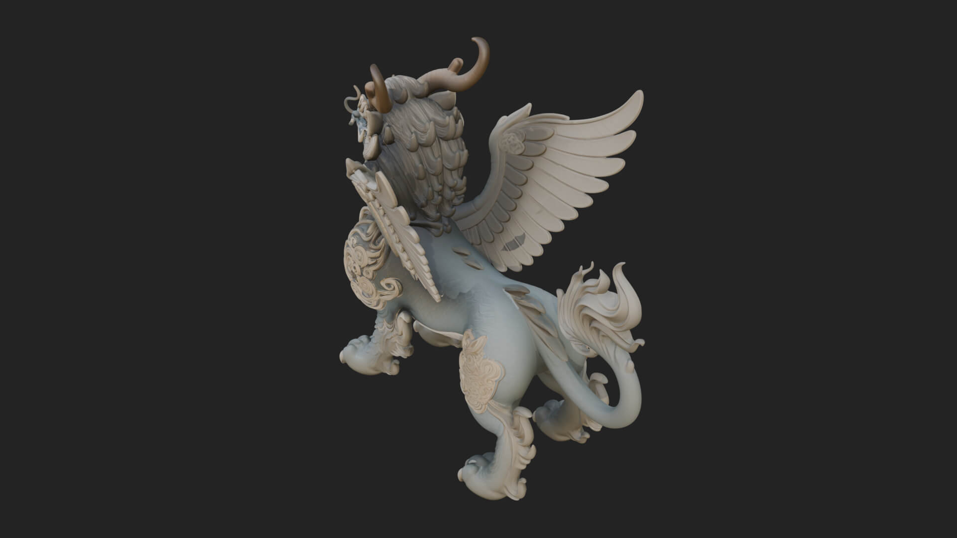 Qilin Deer Beast Statue Design 8 3D Print Model 3D Model