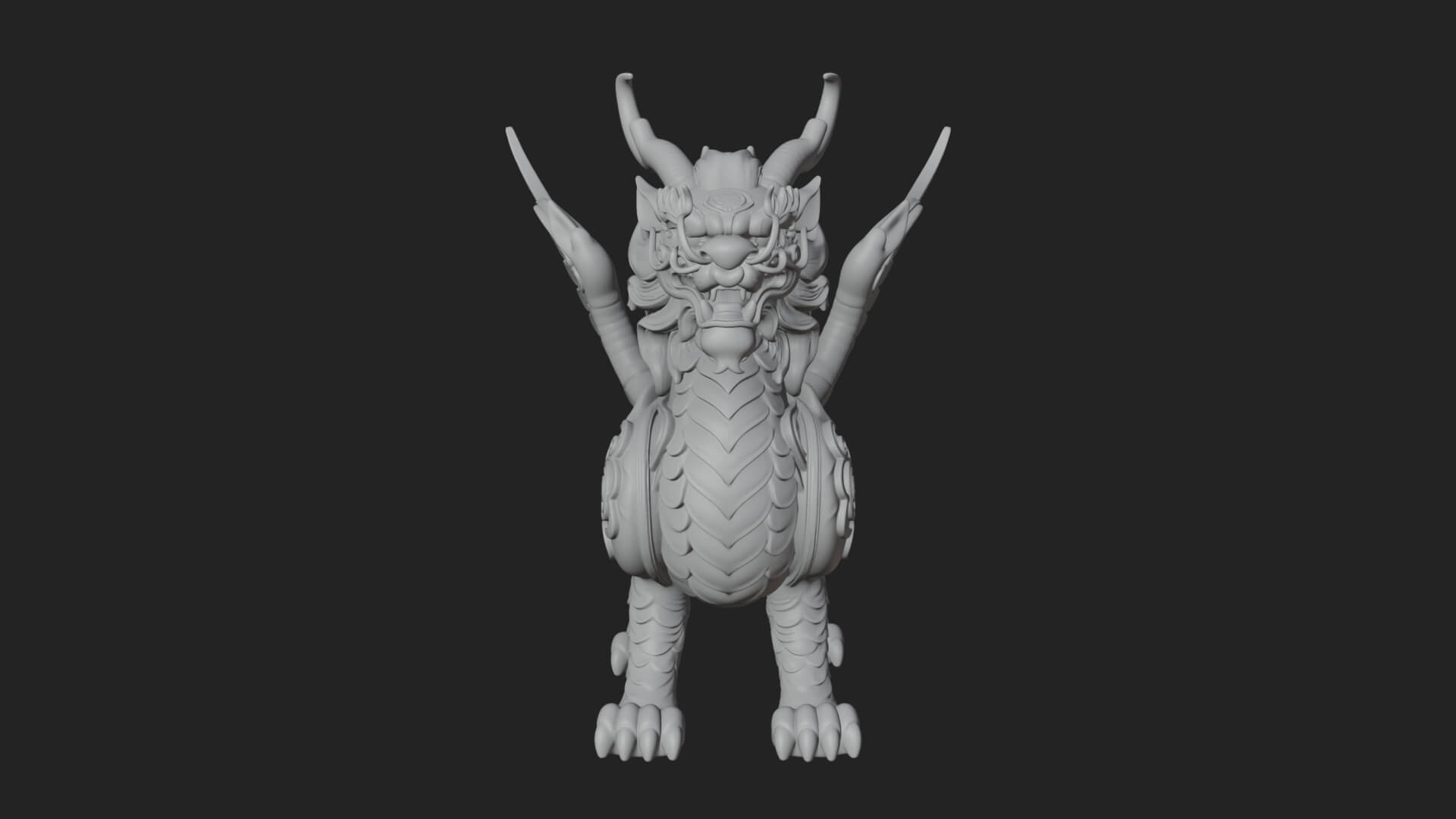 Qilin Deer Beast Statue Design 8 3D Print Model 3D Model