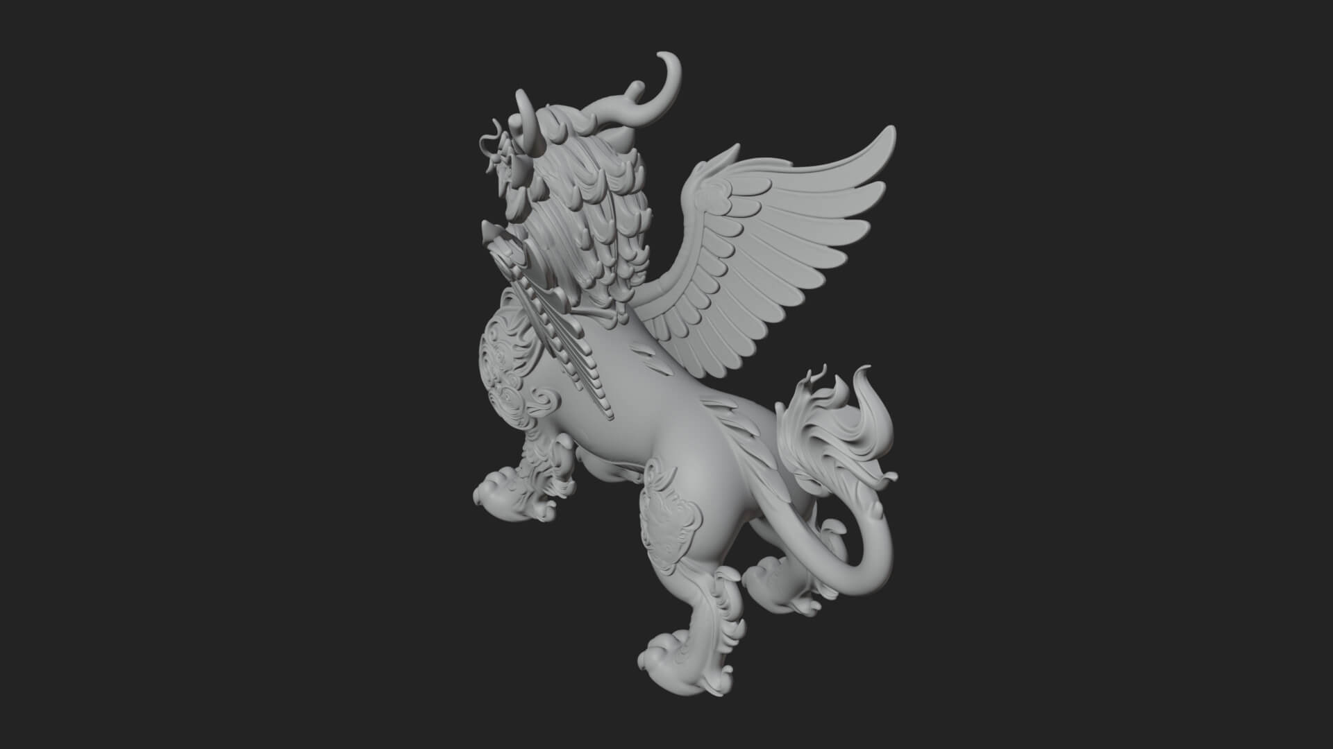 Qilin Deer Beast Statue Design 8 3D Print Model 3D Model
