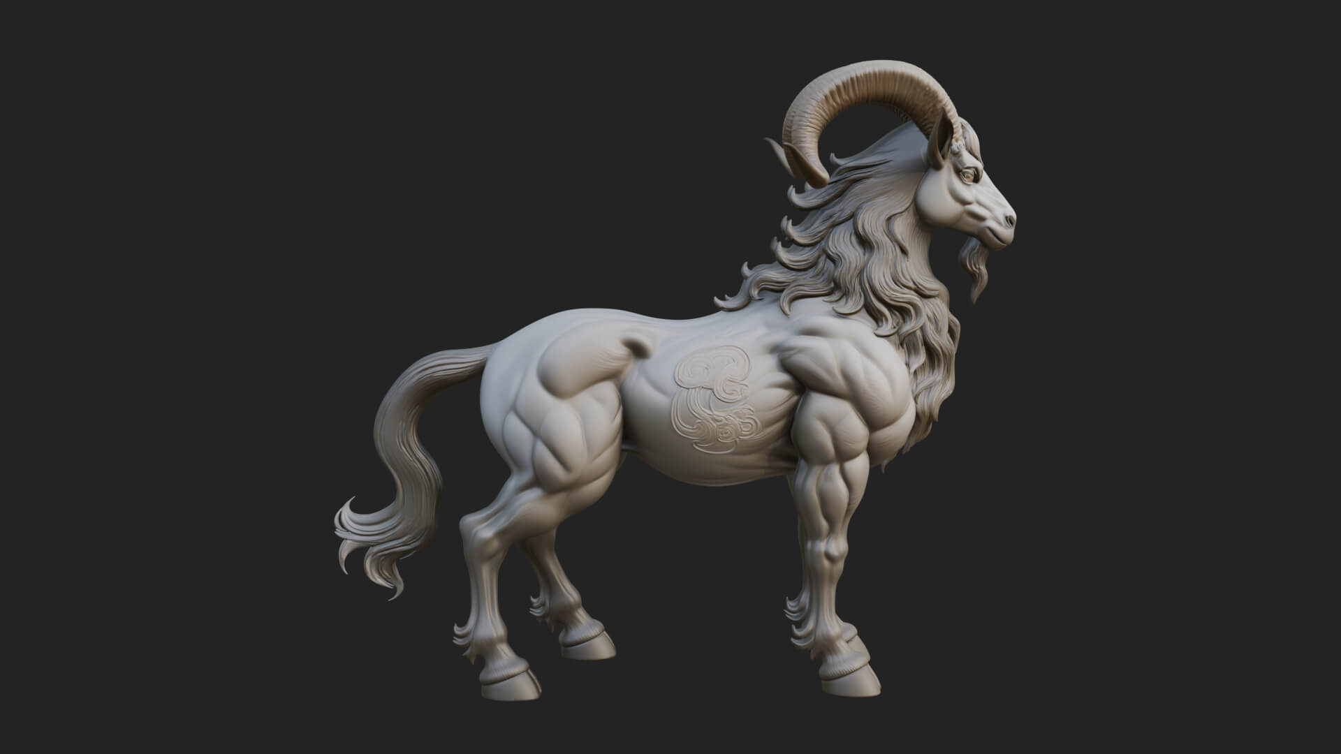 Qilin Deer Beast Statue Design 9 3D Print Model 3D Model