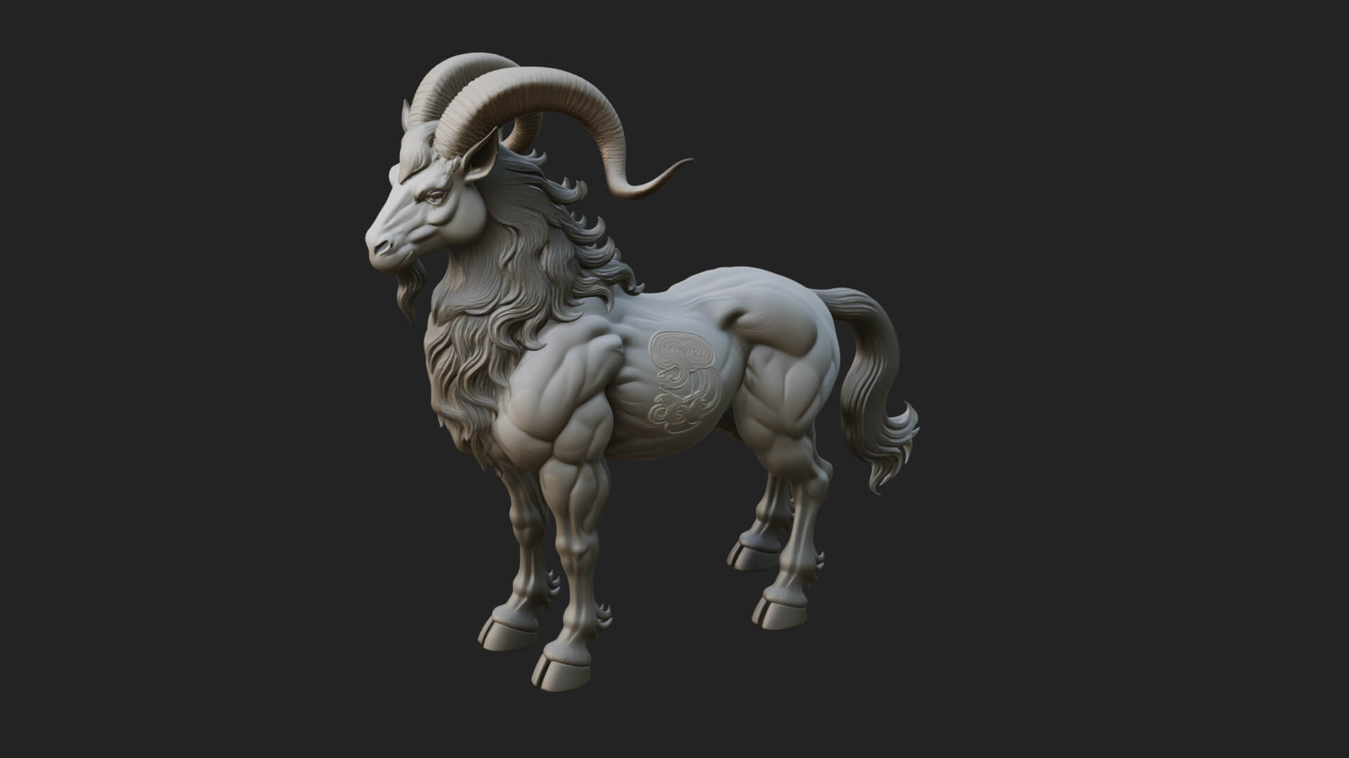 Qilin Deer Beast Statue Design 9 3D Print Model 3D Model