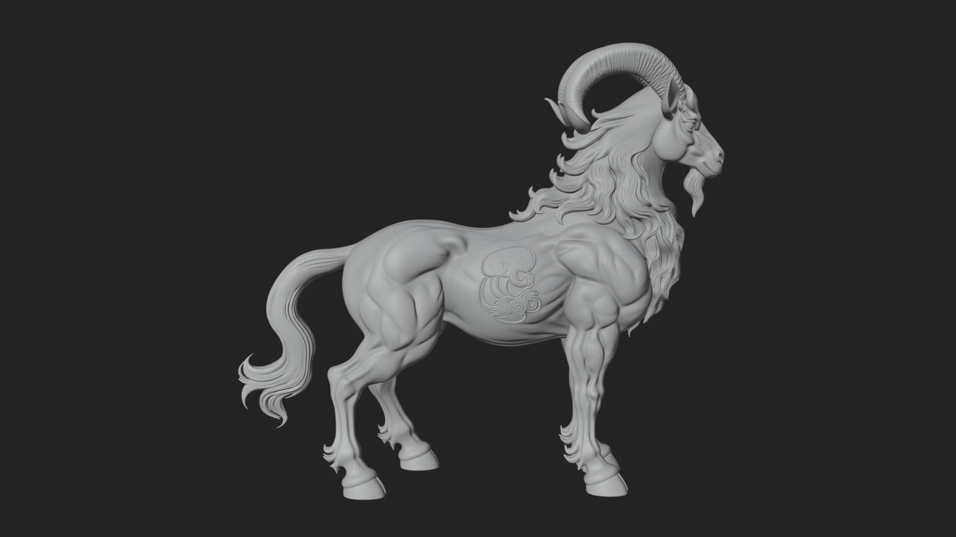 Qilin Deer Beast Statue Design 9 3D Print Model 3D Model