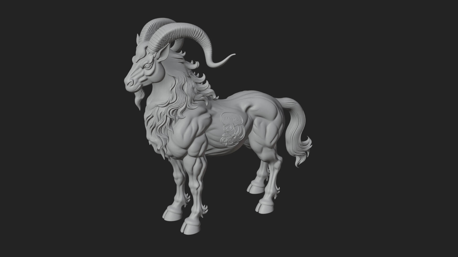 Qilin Deer Beast Statue Design 9 3D Print Model 3D Model