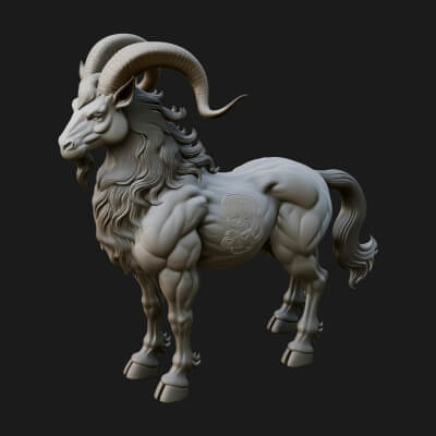 Qilin Deer Beast Statue Design 9 3D Print Model