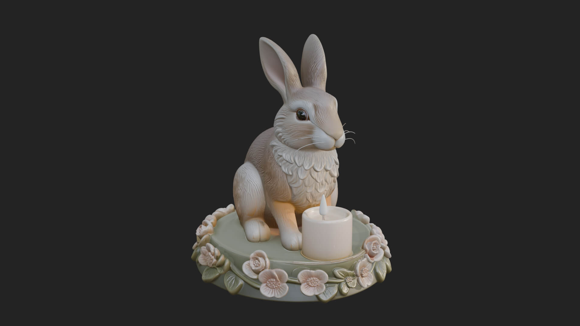 Rabbit Candle Holder Statue Design 1 3D Print Model 3D Model