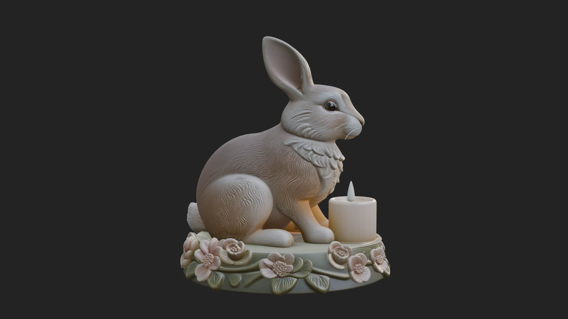 Rabbit Candle Holder Statue Design 1 3D Print Model 3D Model