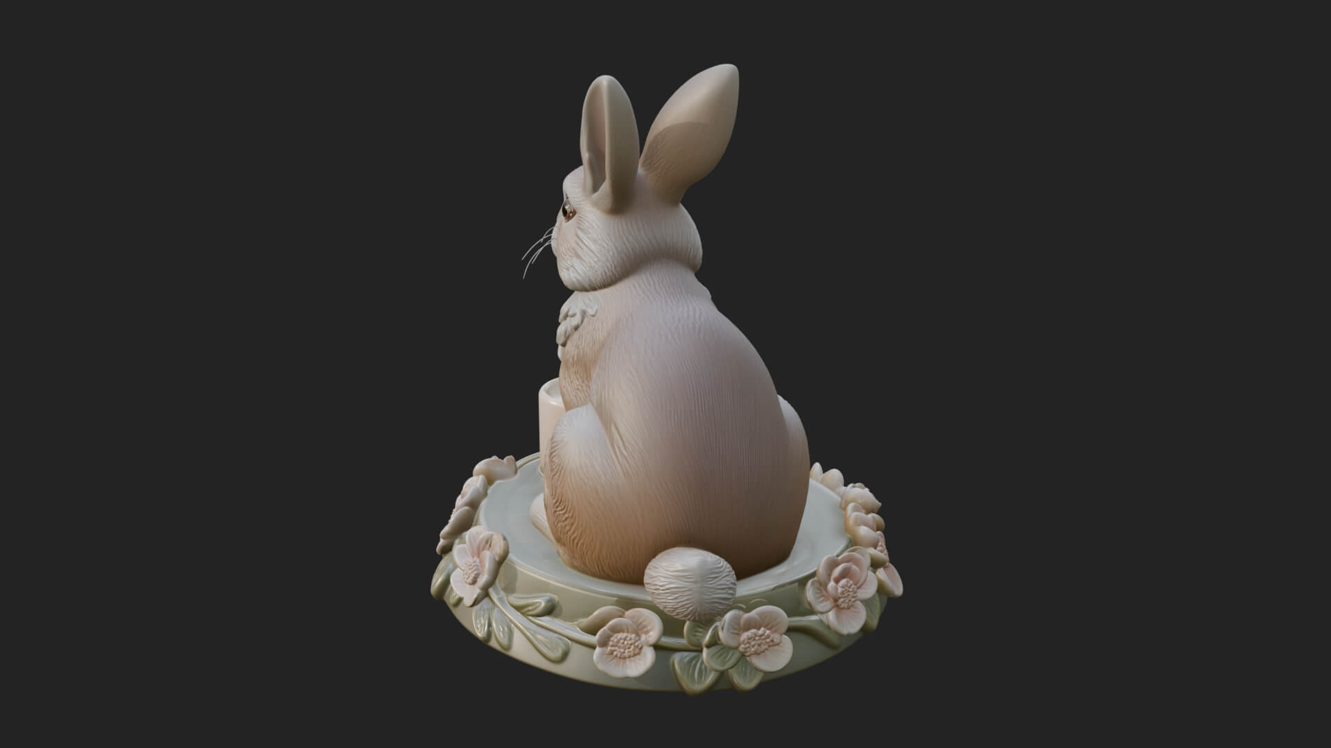 Rabbit Candle Holder Statue Design 1 3D Print Model 3D Model