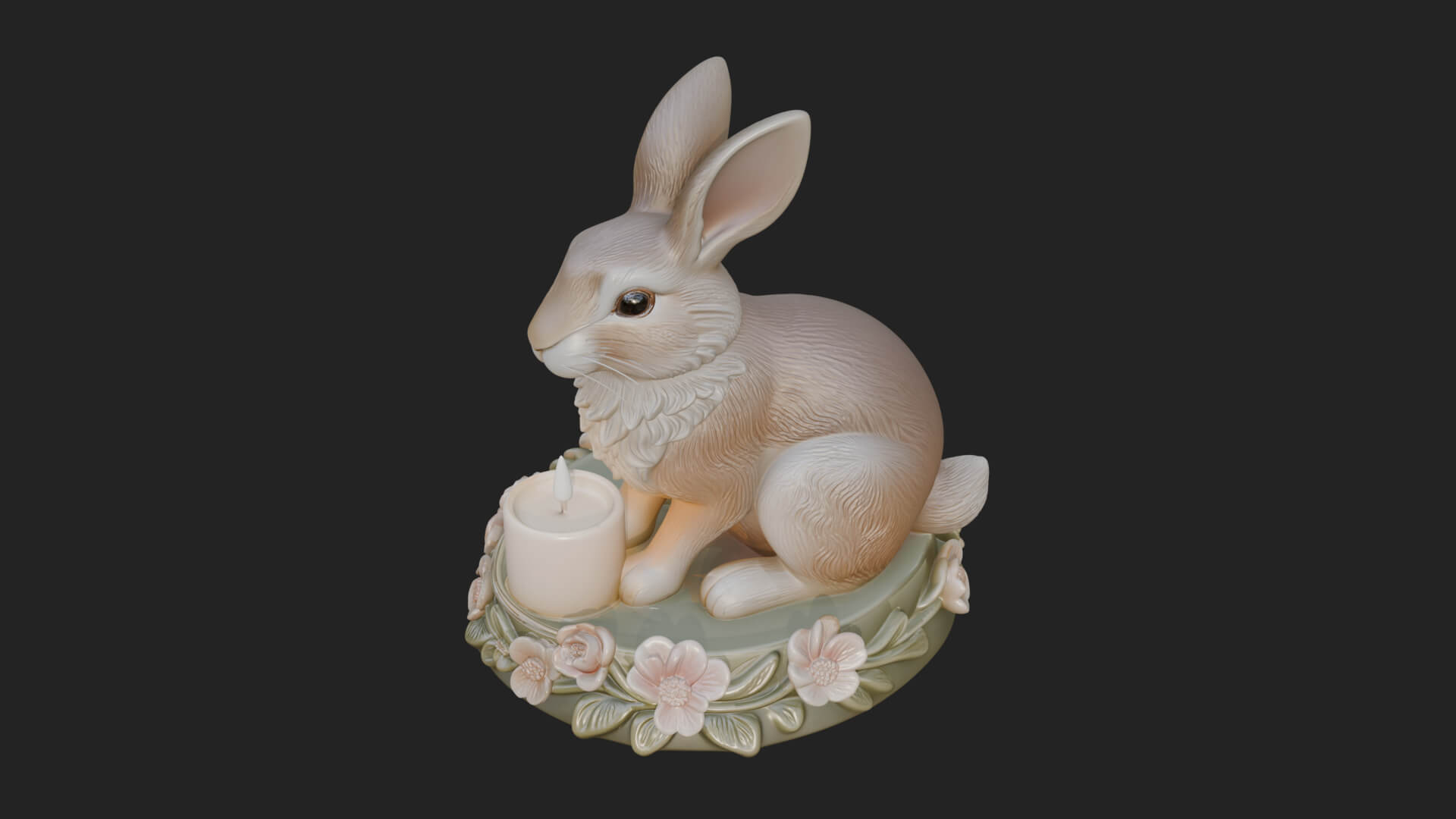 Rabbit Candle Holder Statue Design 1 3D Print Model 3D Model