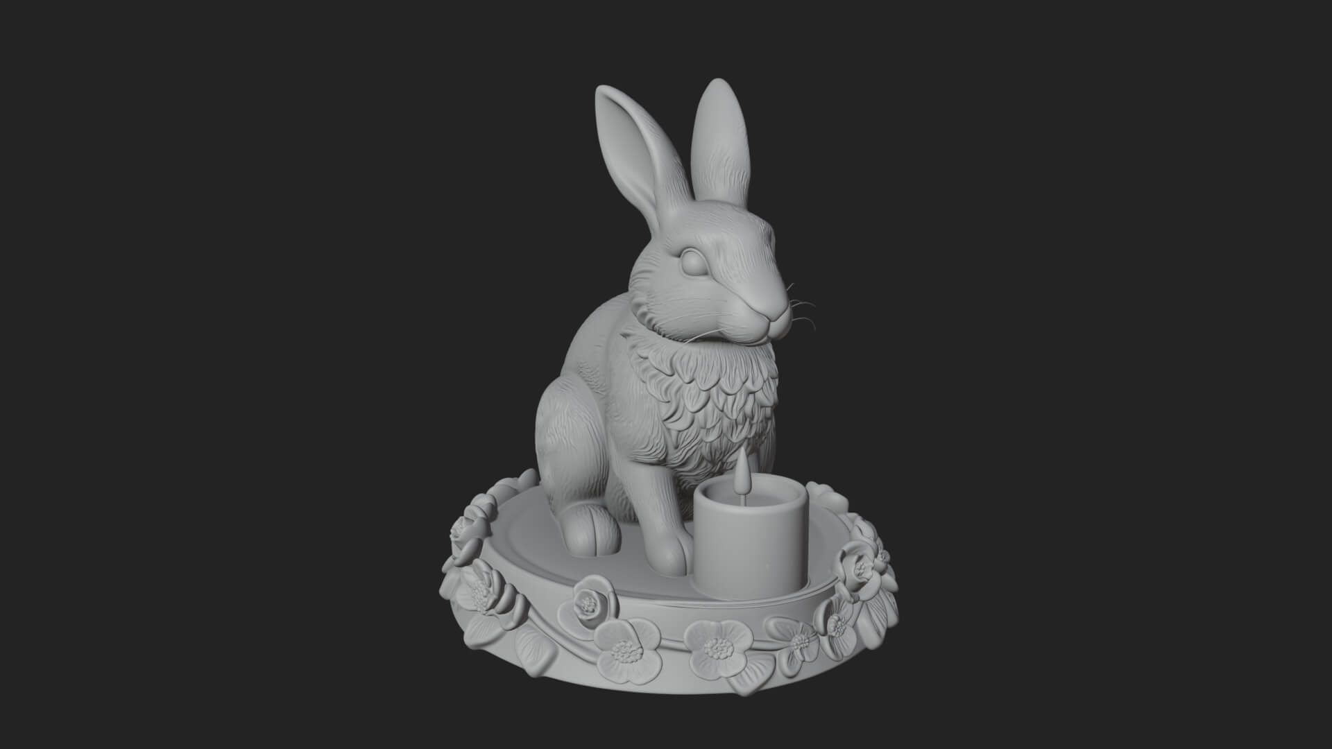 Rabbit Candle Holder Statue Design 1 3D Print Model 3D Model