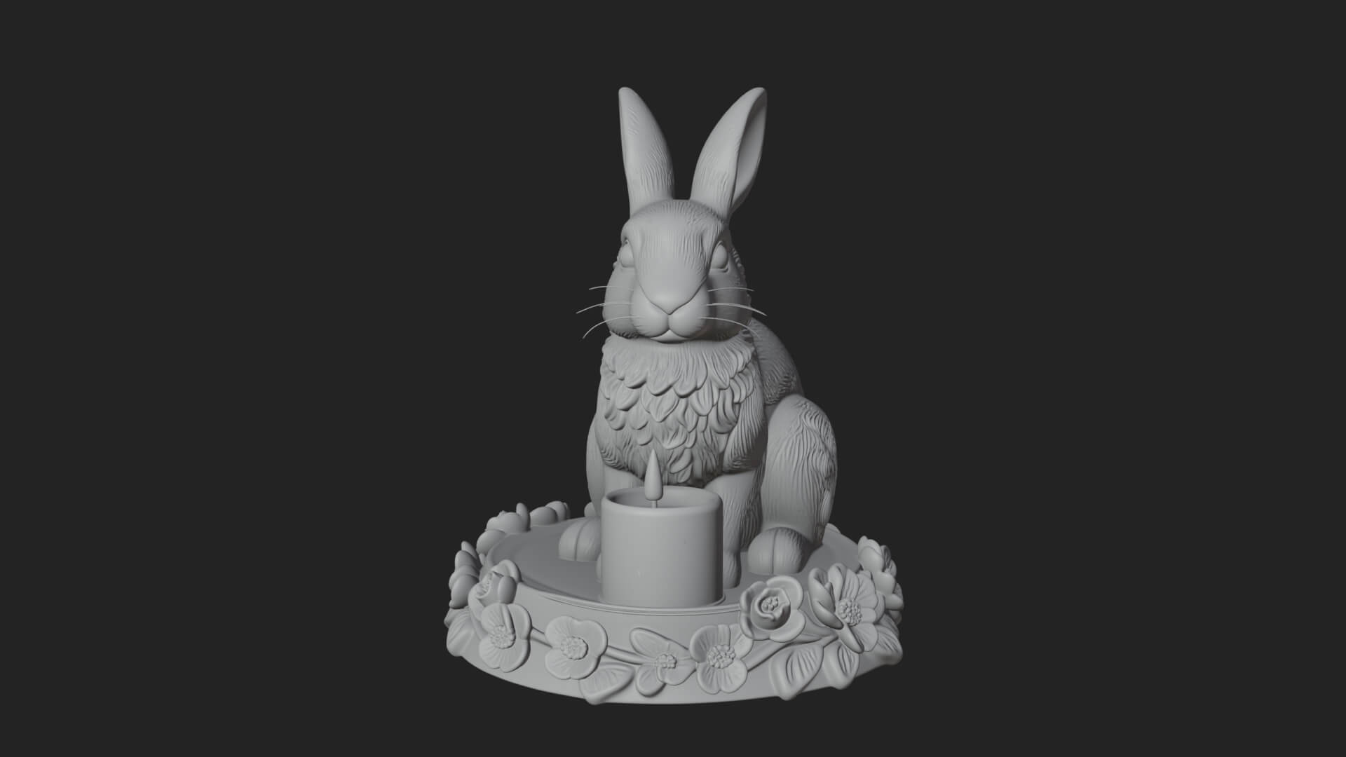 Rabbit Candle Holder Statue Design 1 3D Print Model 3D Model