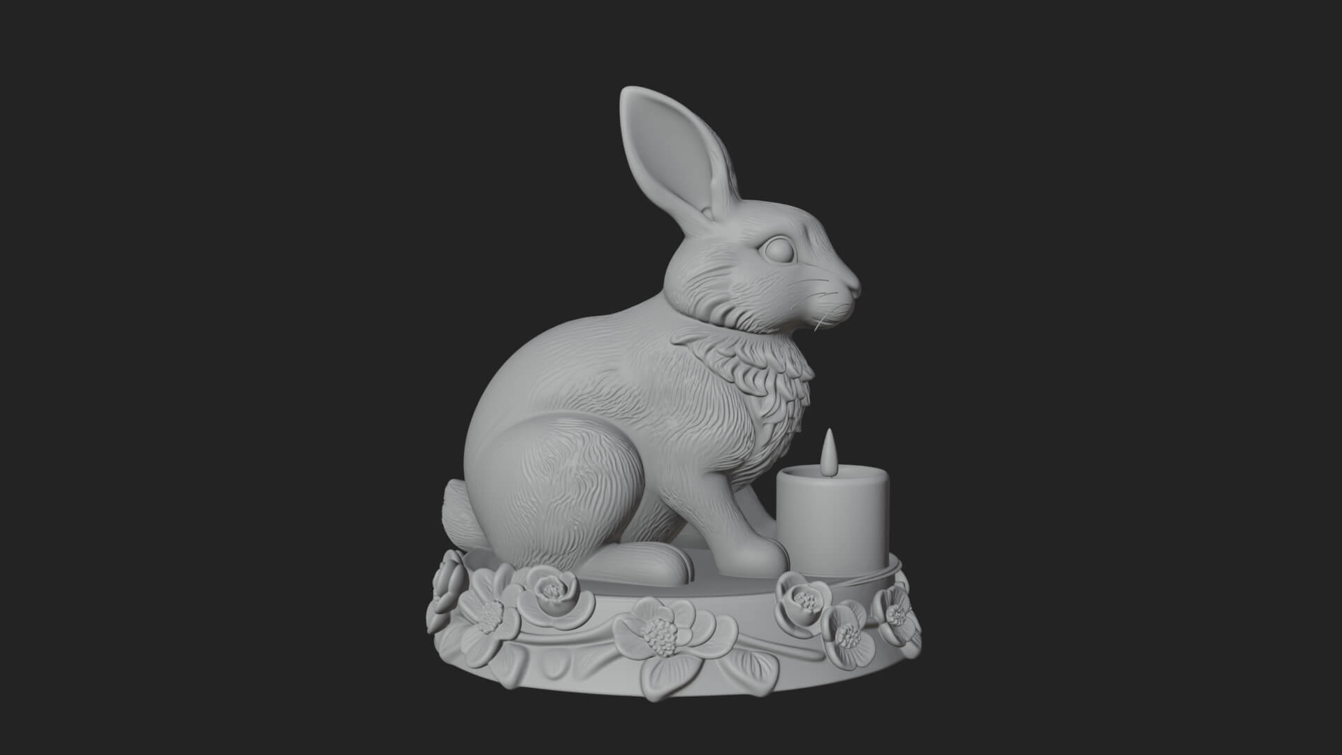 Rabbit Candle Holder Statue Design 1 3D Print Model 3D Model