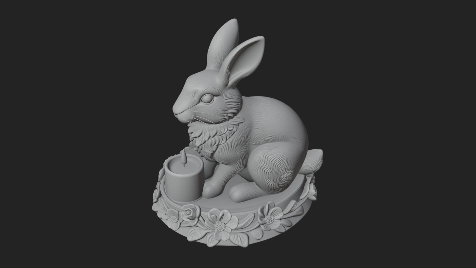 Rabbit Candle Holder Statue Design 1 3D Print Model 3D Model