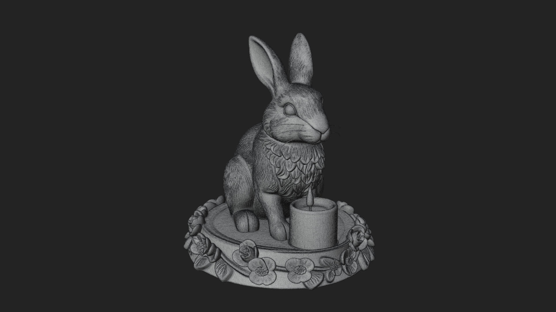Rabbit Candle Holder Statue Design 1 3D Print Model 3D Model
