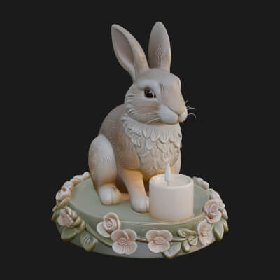 Rabbit Candle Holder Statue Design 1 3D Print Model