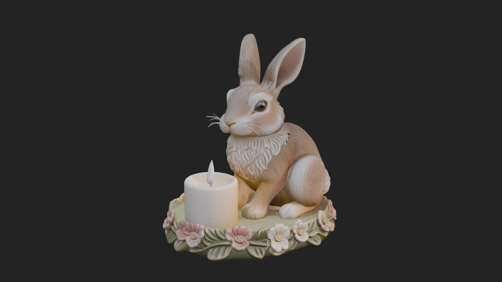 Rabbit Candle Holder Statue Design 2 3D Print Model 3D Model