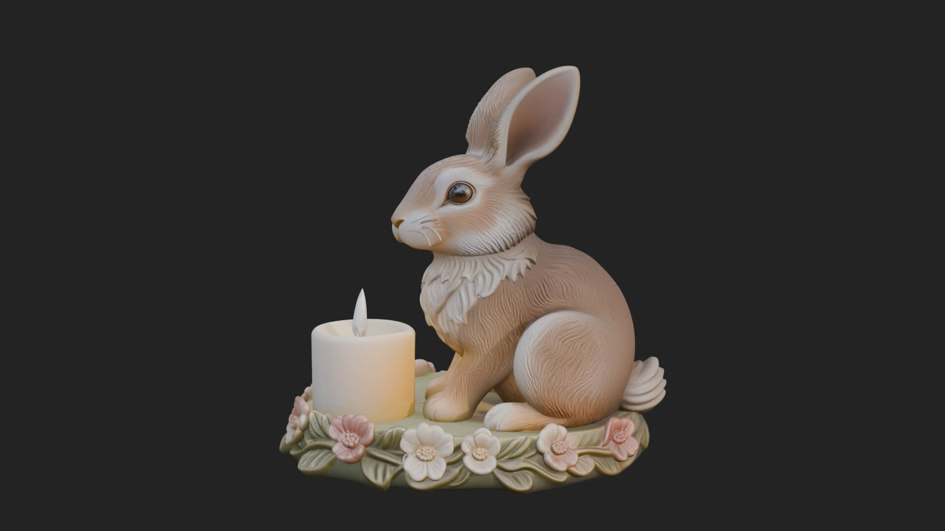 Rabbit Candle Holder Statue Design 2 3D Print Model 3D Model