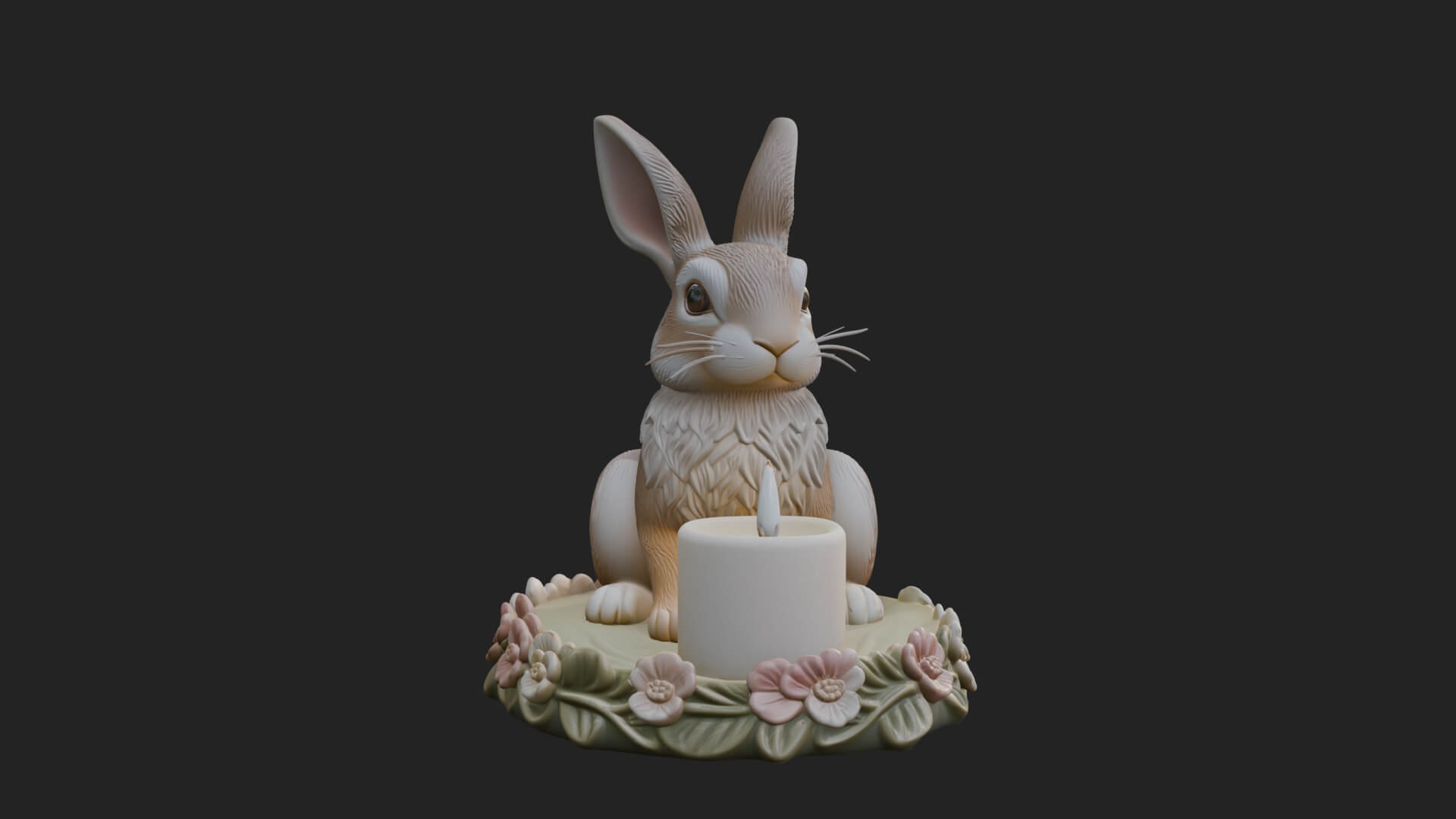 Rabbit Candle Holder Statue Design 2 3D Print Model 3D Model