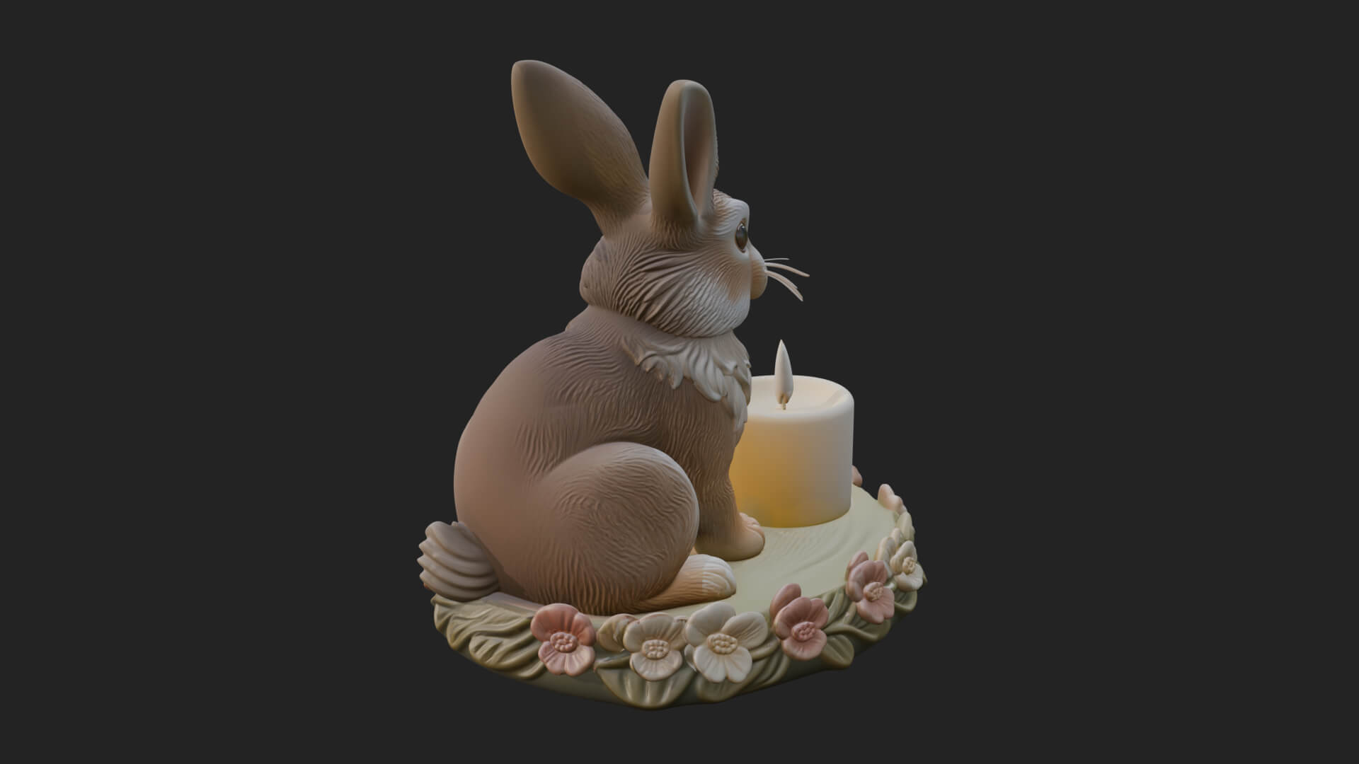 Rabbit Candle Holder Statue Design 2 3D Print Model 3D Model