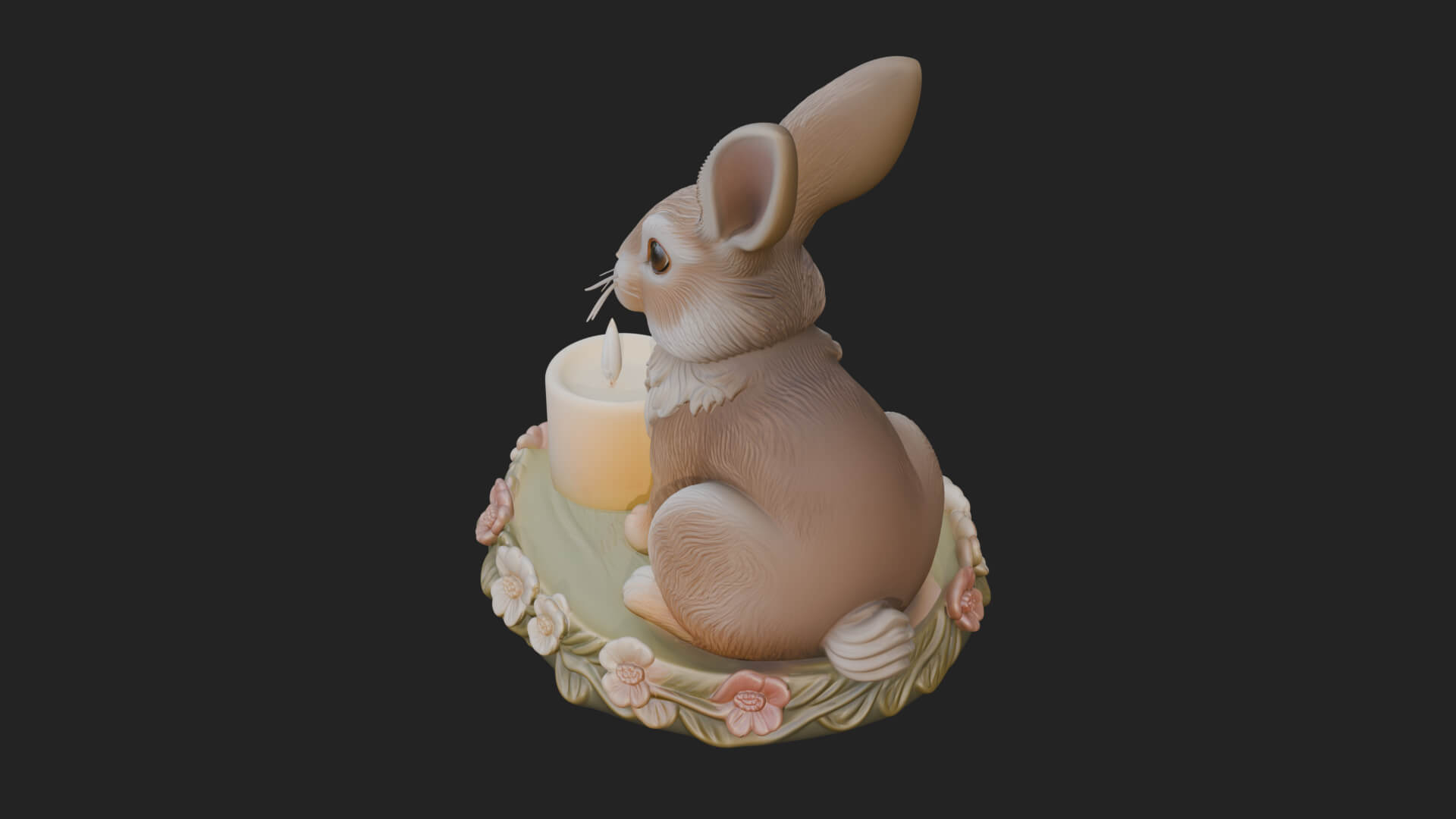 Rabbit Candle Holder Statue Design 2 3D Print Model 3D Model