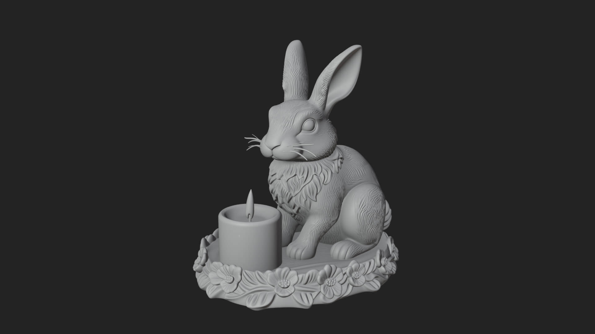 Rabbit Candle Holder Statue Design 2 3D Print Model 3D Model