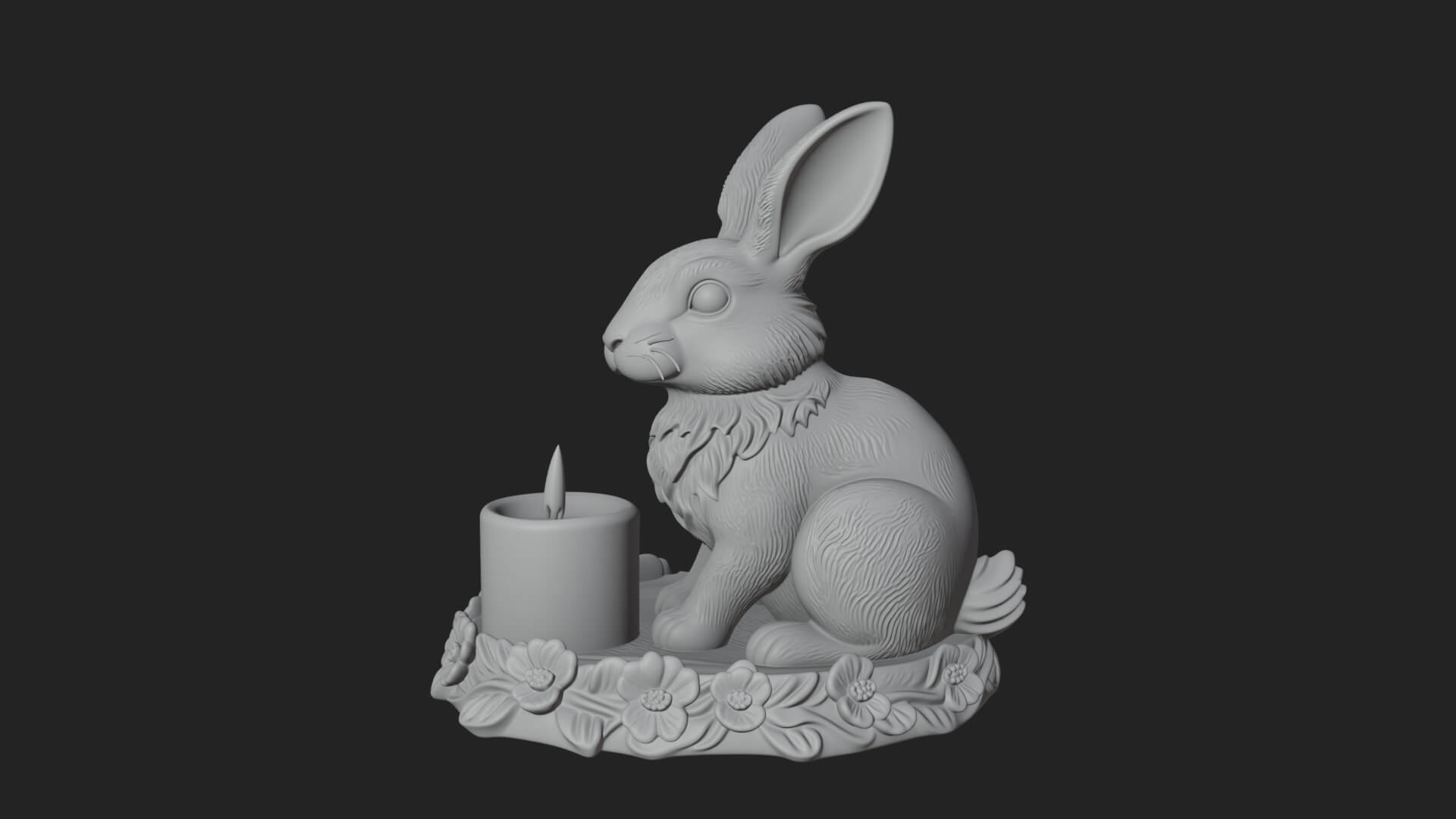 Rabbit Candle Holder Statue Design 2 3D Print Model 3D Model