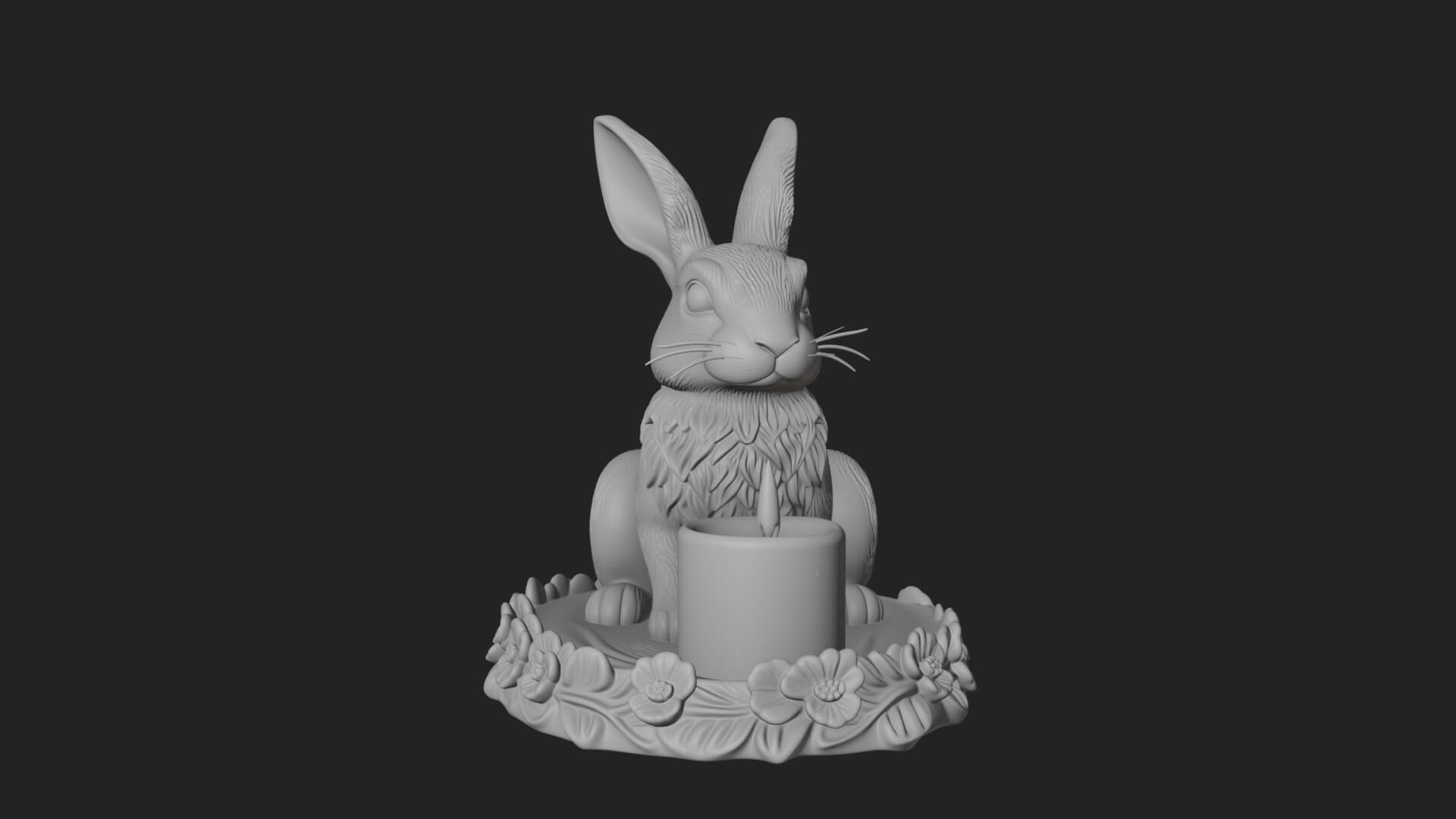 Rabbit Candle Holder Statue Design 2 3D Print Model 3D Model